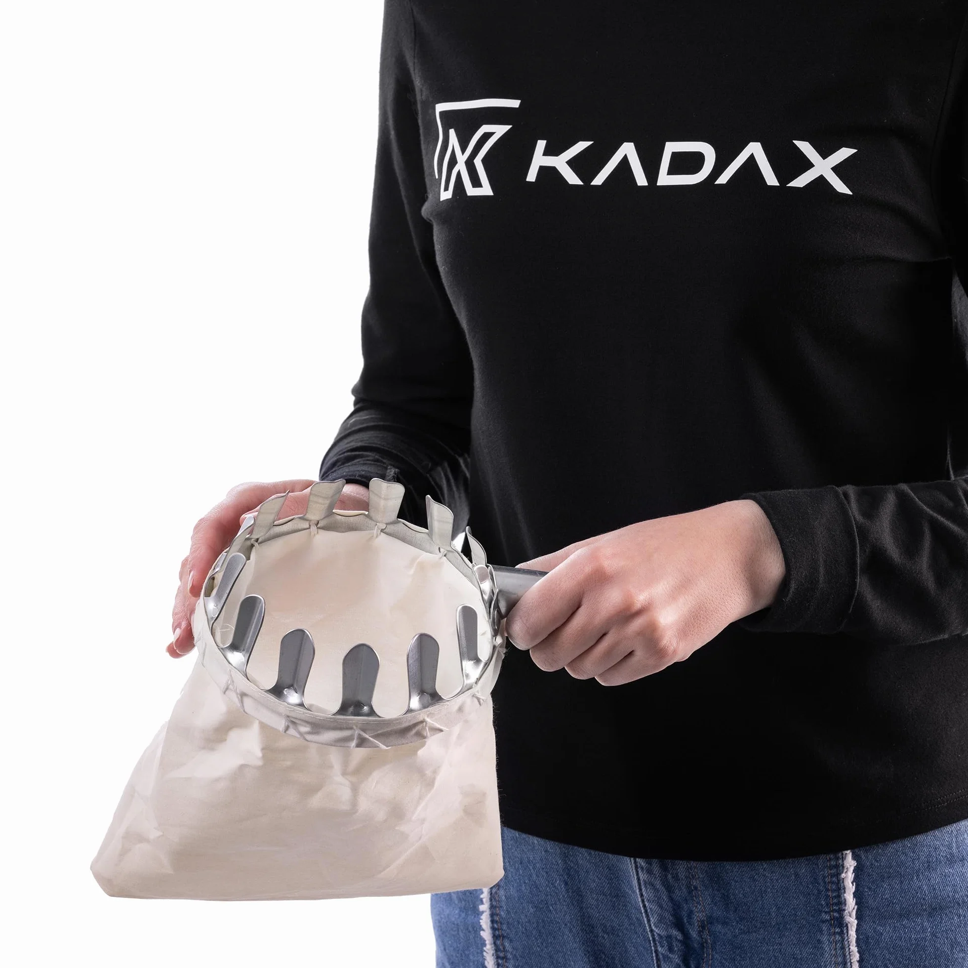 KADAX Zbieracz z długim trzonkiem z drewna, zbieracz owoców z workiem, do jabłek, wiśni, gruszek, łapaczy owoców, zbierania jabłek (bez łodygi)