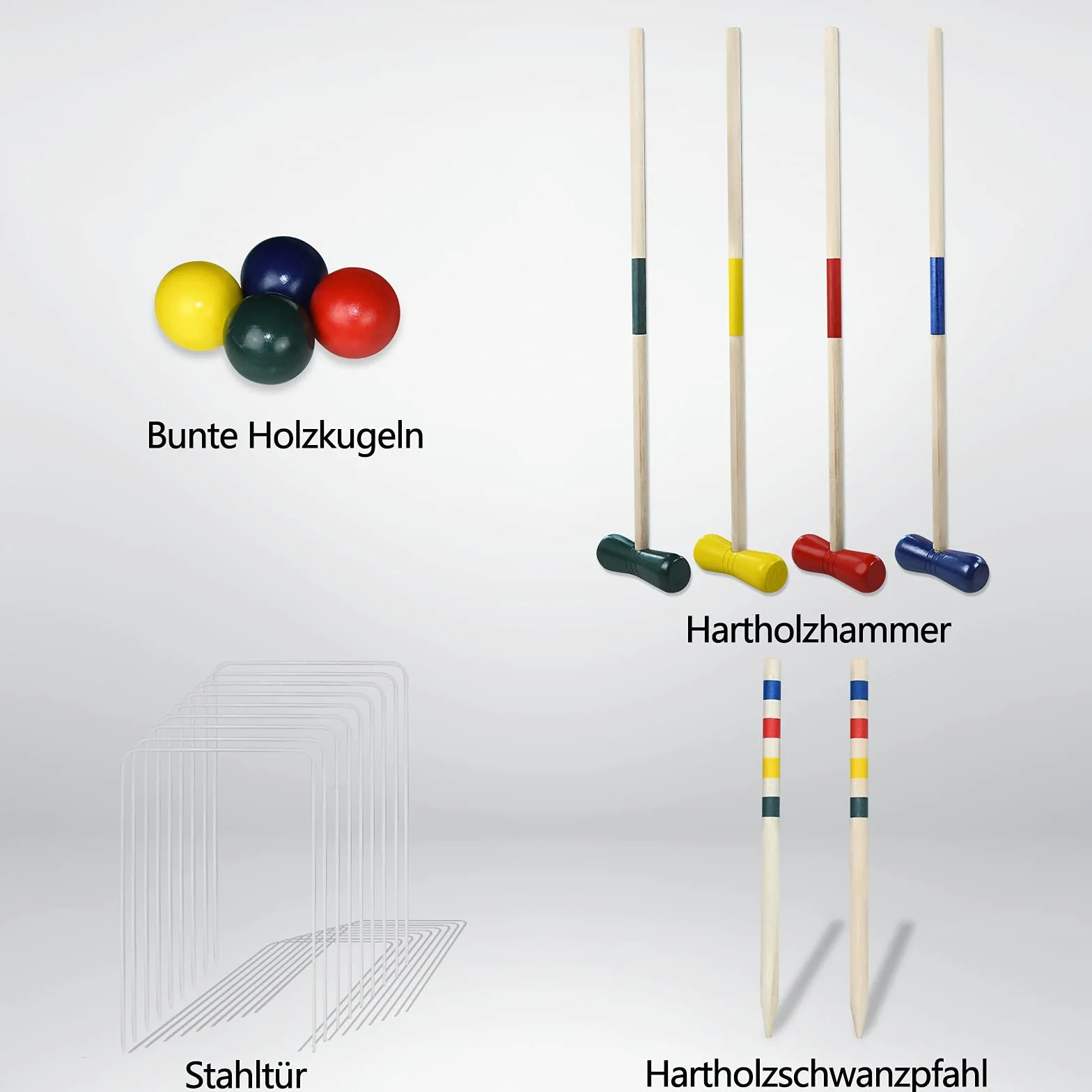 Aufun Croquet Set do gry w krokieta Outdoor Croquet Game 4 gracze, dla dzieci i dorosłych