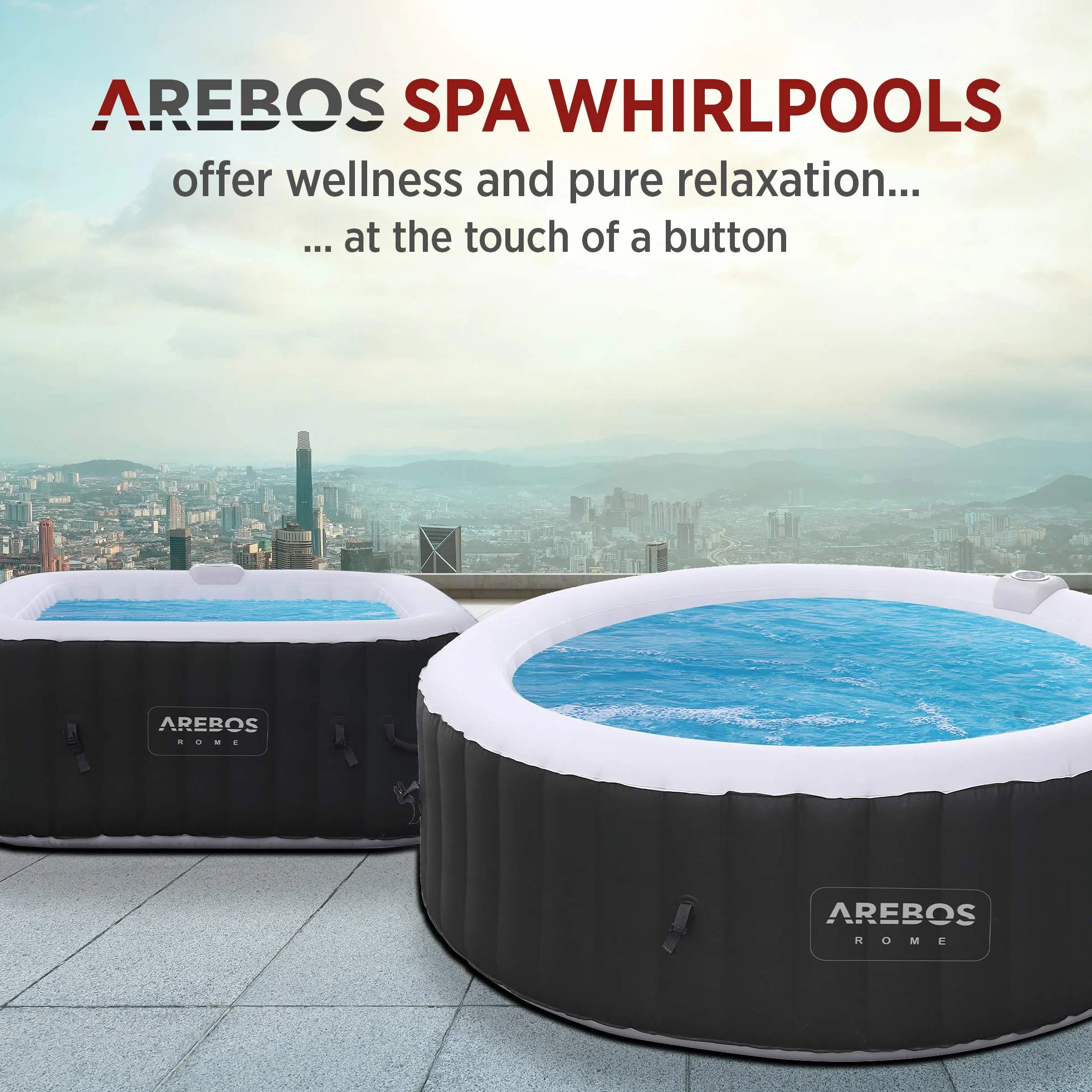 Arebos Zestaw Comfort 2 poduszki na szyję + uchwyt na gorącą wannę | Biały | 100% wodoodporny | Ergonomiczny kształt | Pianka PU