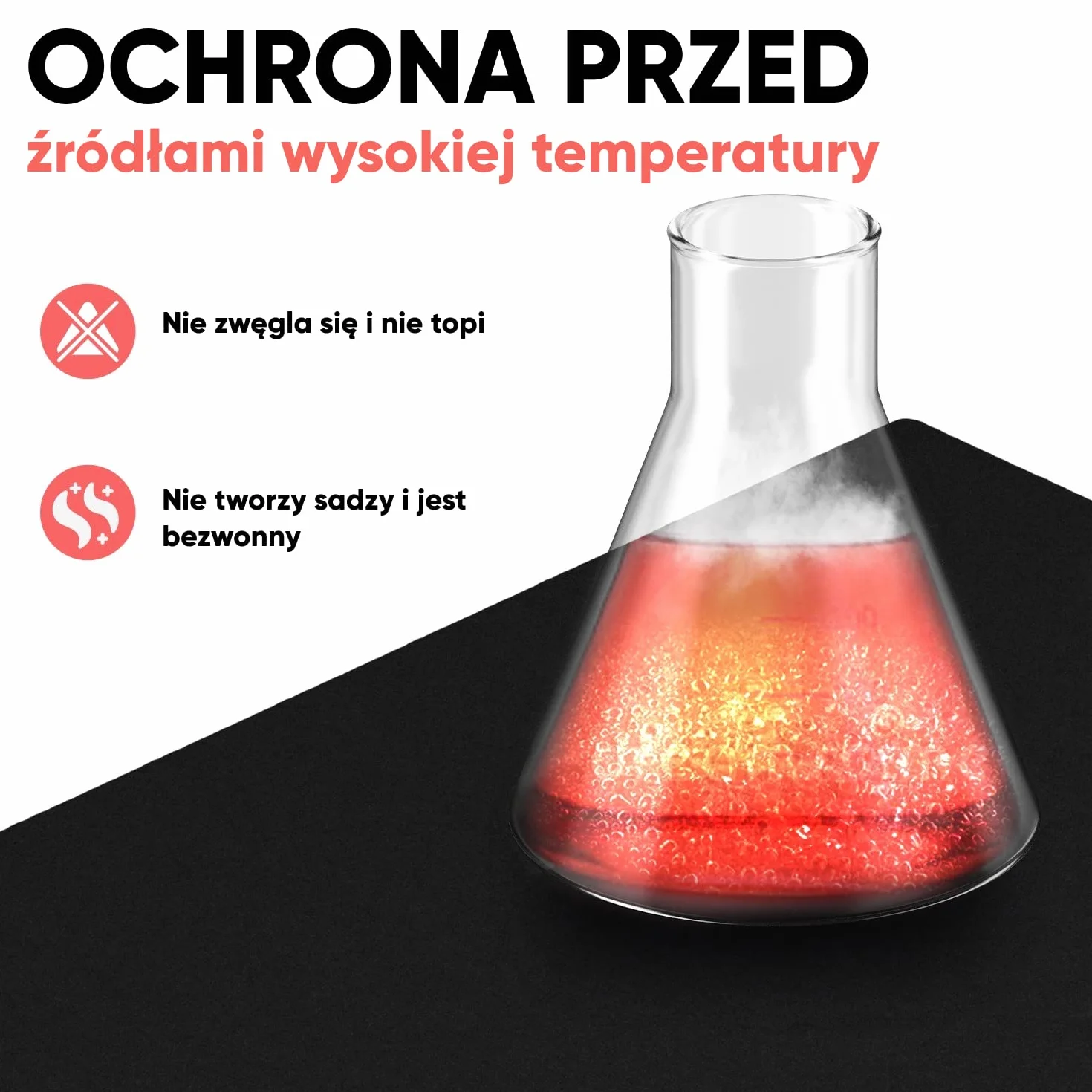 EVOCAMP dywan ognioodporny 50x50 cm - mata ognioodporna do 982°C - mata lutownicza jako mata przeciwpożarowa do bezpiecznej ochrony przeciwpożarowej