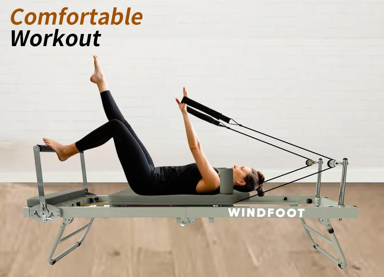 Pilates Reformer Składany z Deską do Skakania, 5 Sznurków, 136 kg