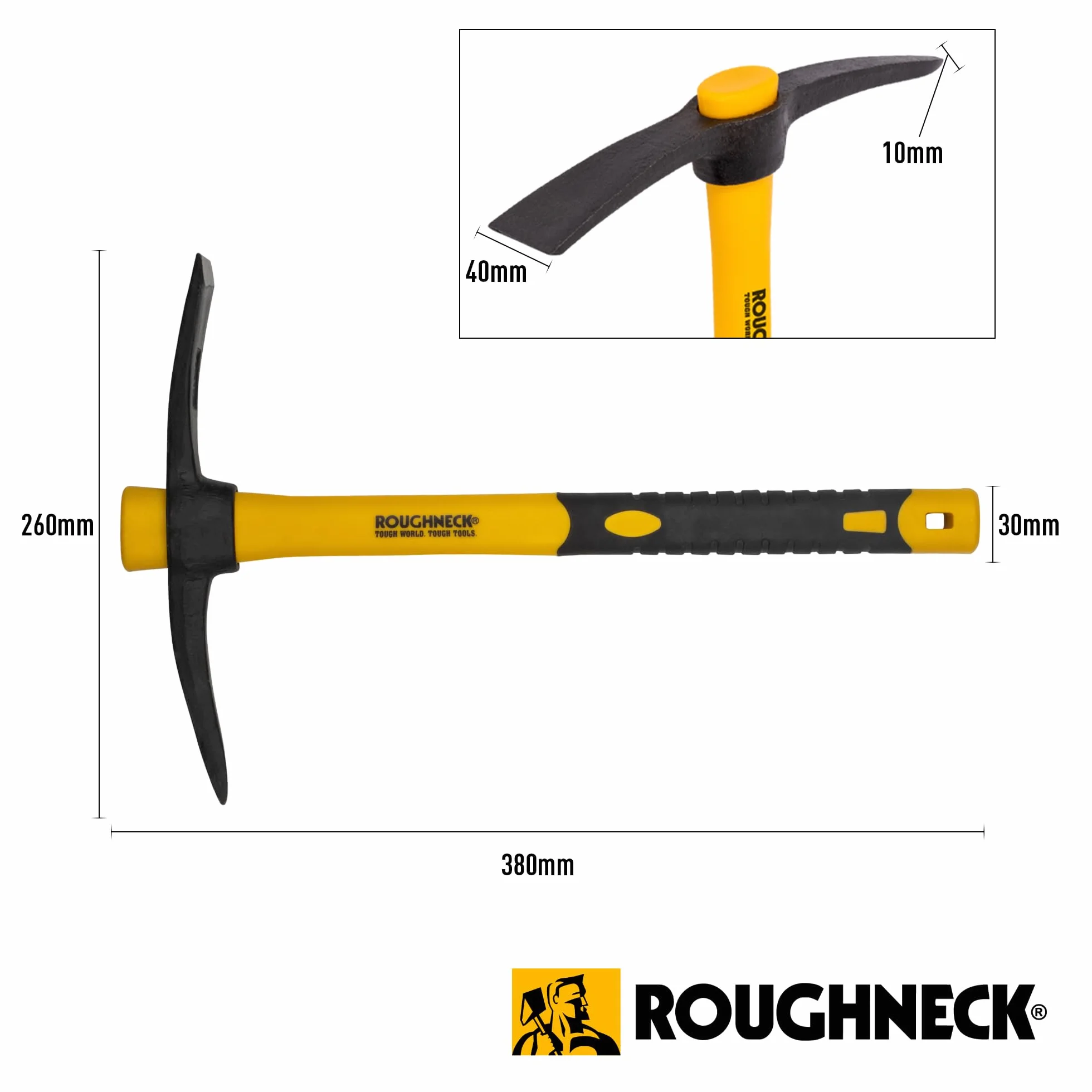 Roughneck ROU64011 Micro Pick Mattock z uchwytem z włókna szklanego, wielokolorowy, 1 szt