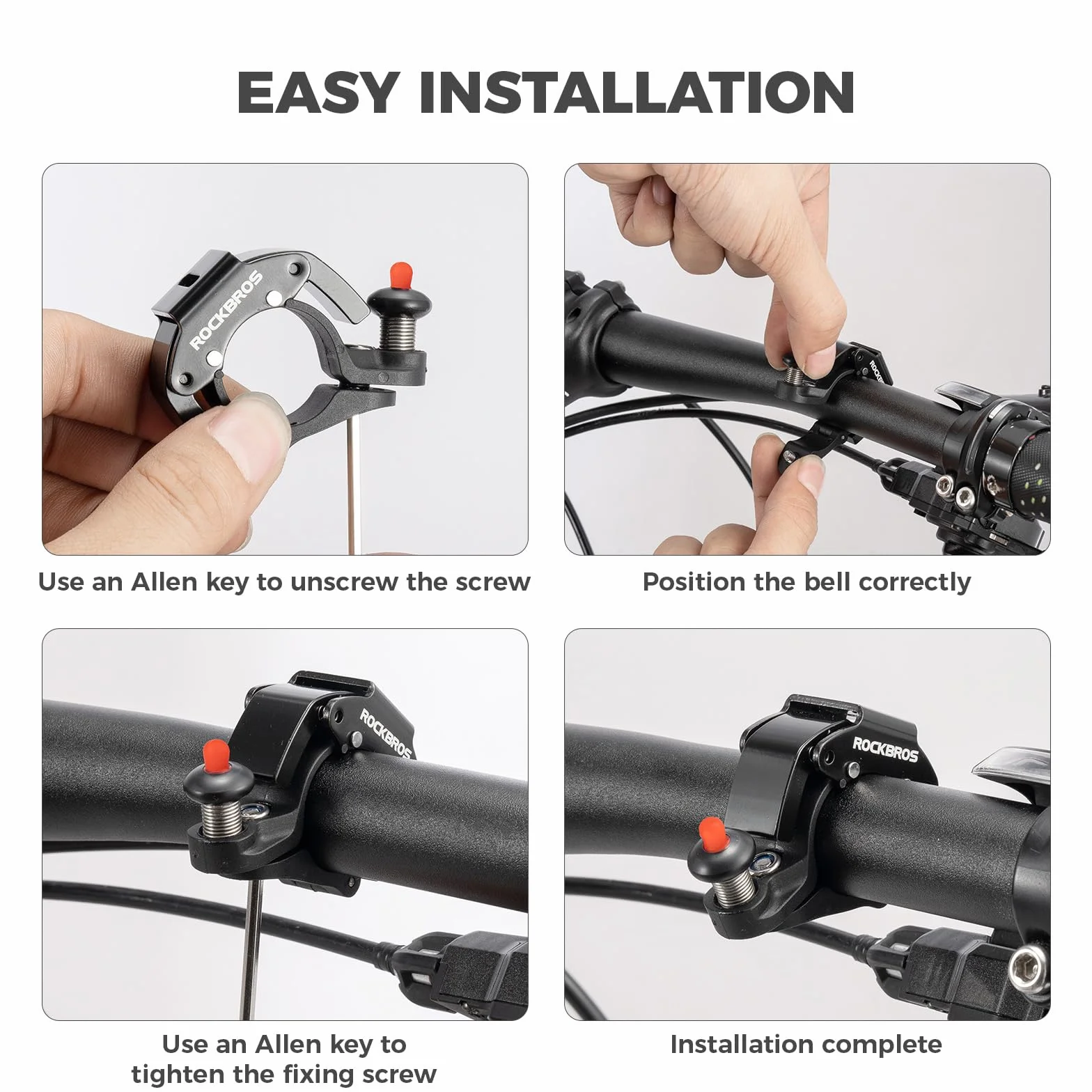 ROCKBROS Dzwonek Rowerowy Mini 100db Głośny Stop Aluminium 22,2mm