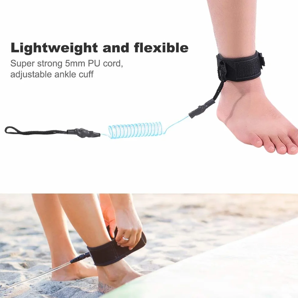 Leash do deski surfingowej SUP 5 mm zwijany spiralny niebieski