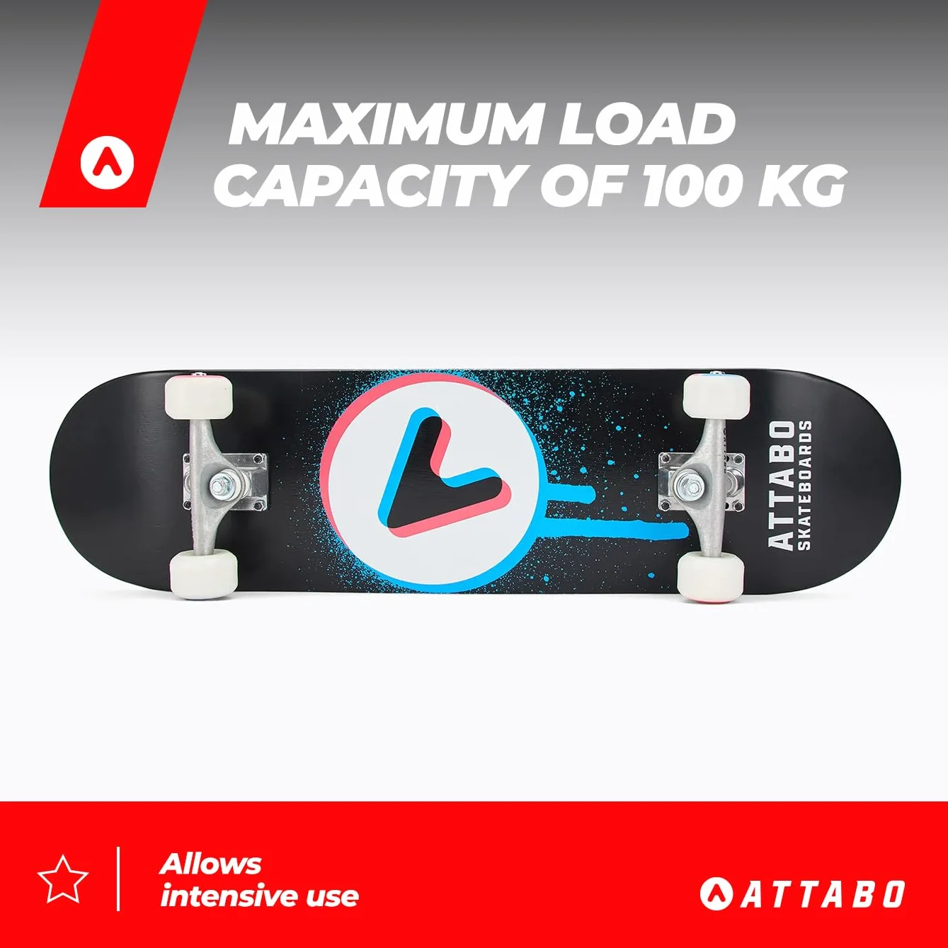 Deskorolka dla dorosłych ATTABO Ollie 8" x 31" 9-warstwowe drewno klonowe 5" aluminiowe osie 52 x 36 mm 78 A łożyska ABEC-7 antypoślizgowa