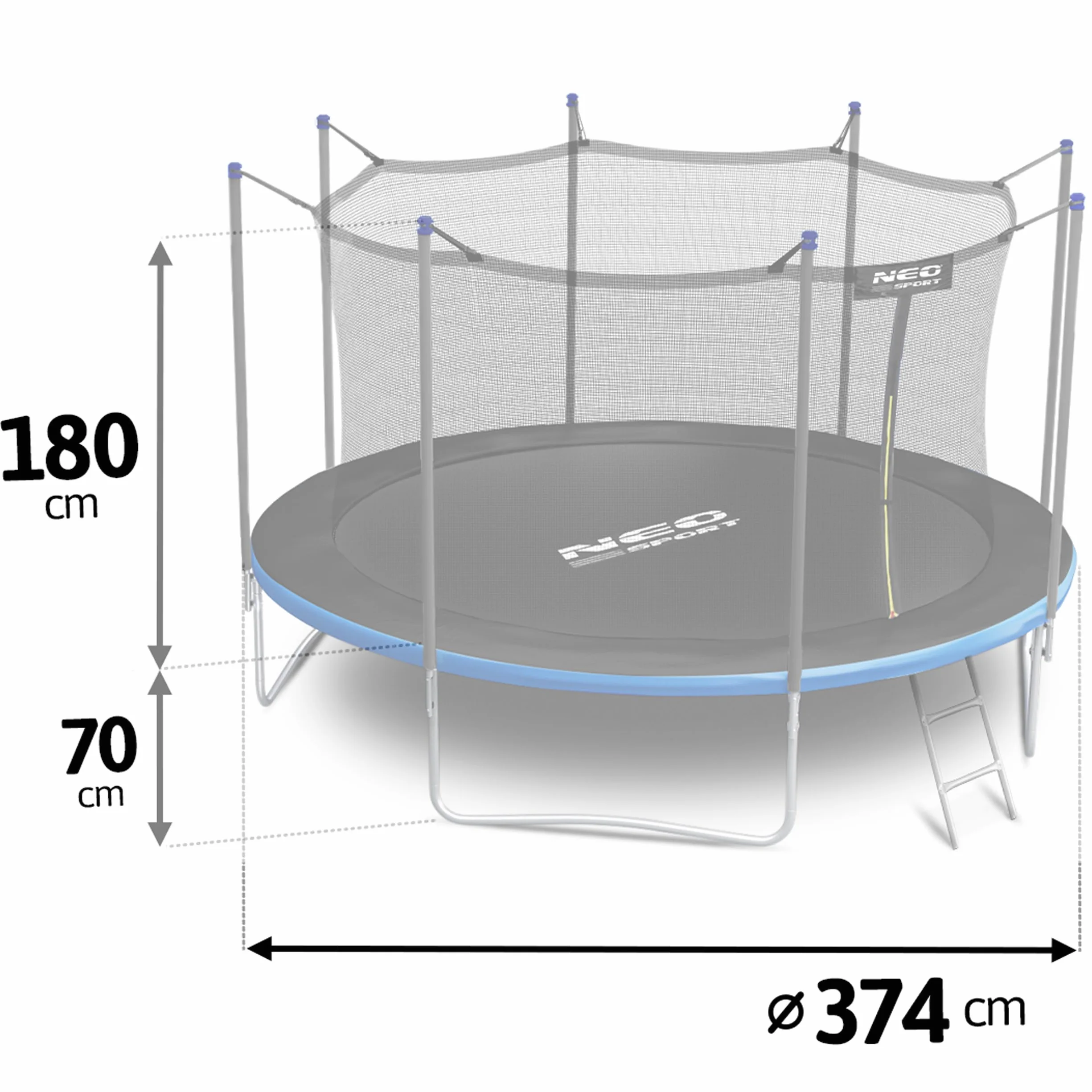 Neo-Sport Trampolina ogrodowa z siatką wewnętrzną 374cm 12ft dla dzieci