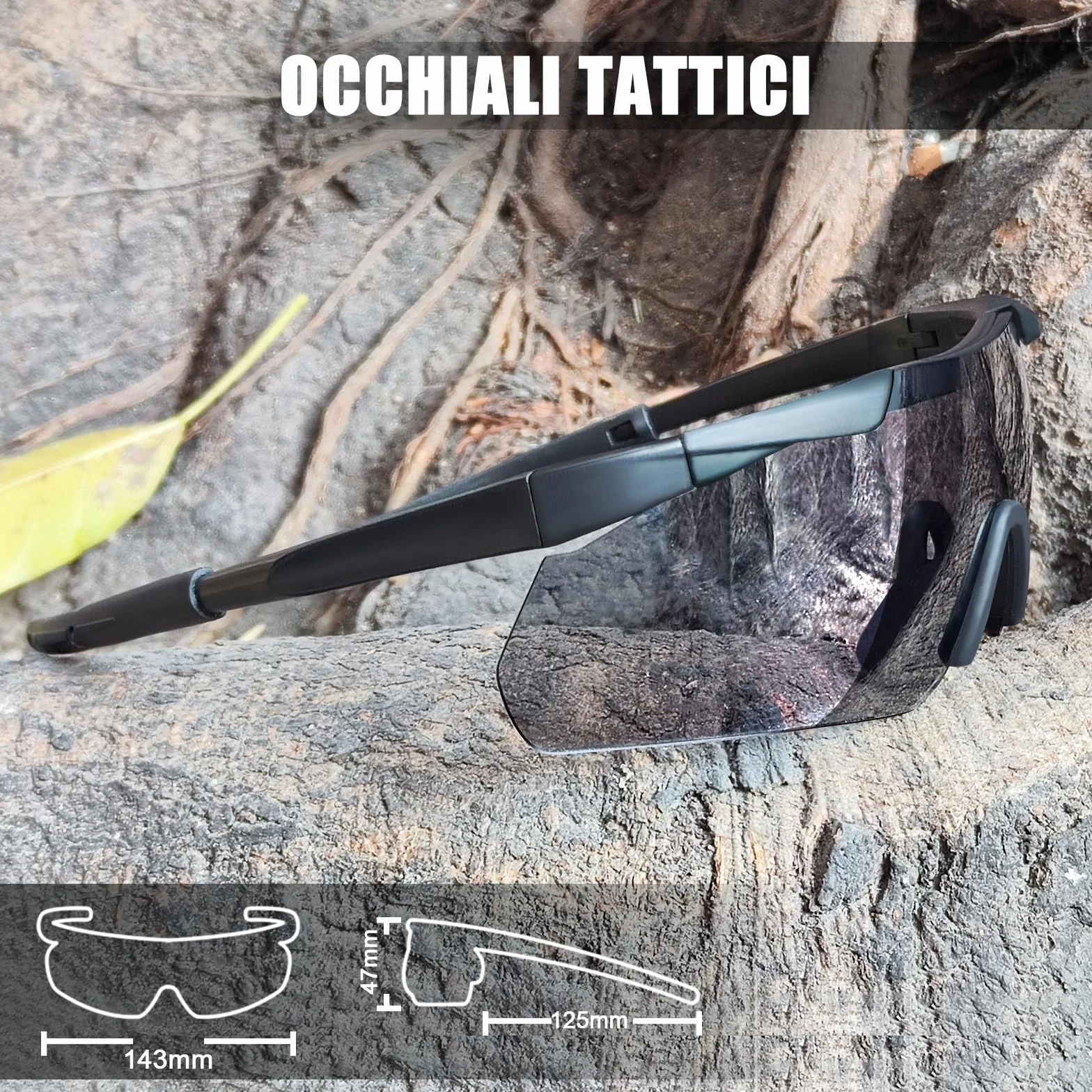 gogle taktyczne, taktyczne okulary ochronne z ochroną balistyczną i ochroną przed promieniowaniem UV, z 3 wymiennymi szkłami
