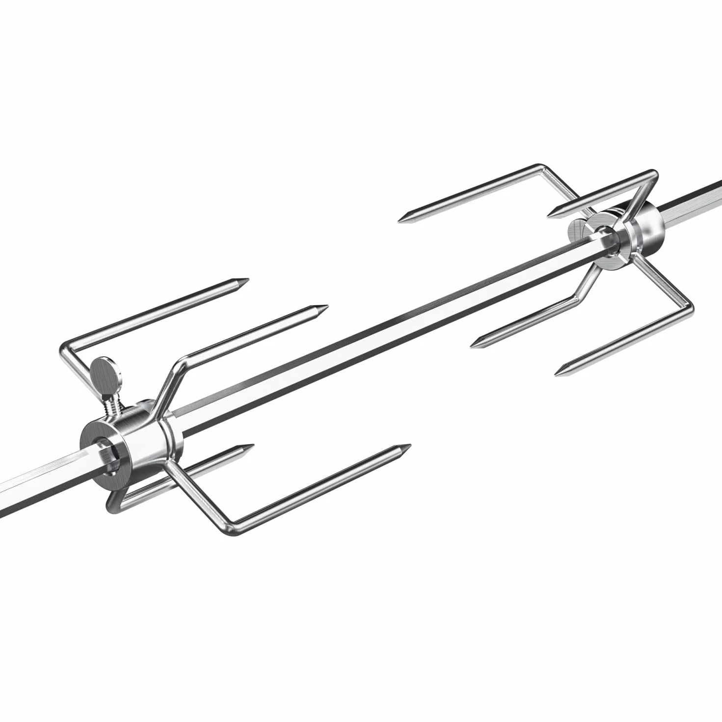 Onlyfire BRK-6032 Uniwersalny chromowany rożen obrotowy, rożen obrotowy 100 cm, igły do mięsa 4X, silnik ze stali nierdzewnej, 220V - 240V, rożen do grilla