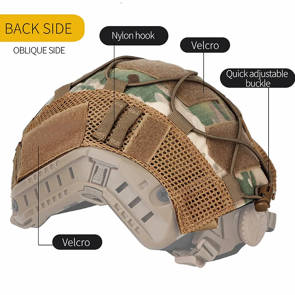 Pokrowiec na hełm taktyczny Airsoft, kamuflaż wojskowy nylonowy hełm, osłona przeciwpyłowa na kask do kasku FAST MH/PJ/BJ (bez kasku),Black