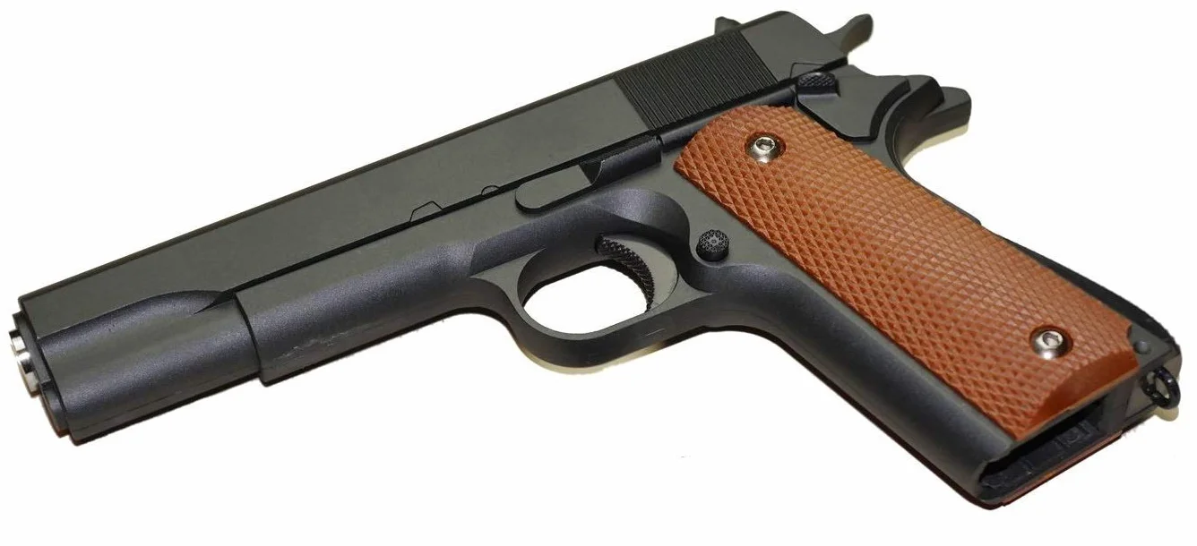 KOSxBO Pistolet Airsoft 0,5 dżula z pełnego metalu z metalowym zamkiem w kolorze czarnym - kaliber 6 mm BB wraz z amunicją premium BBS