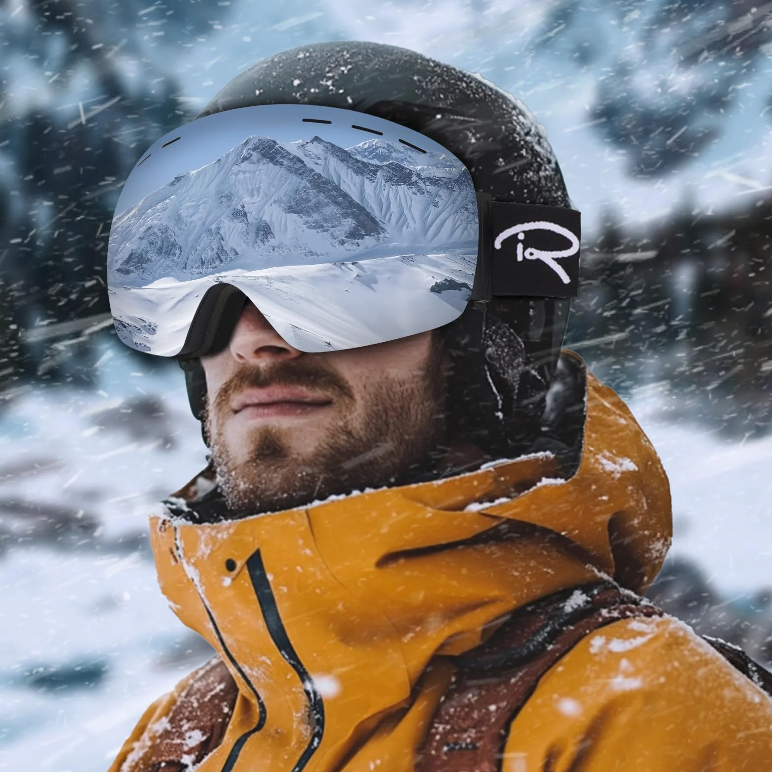 Ryaco Gogle narciarskie snowboardowe OTG przeciwmgielne UV sferyczne bezramowe