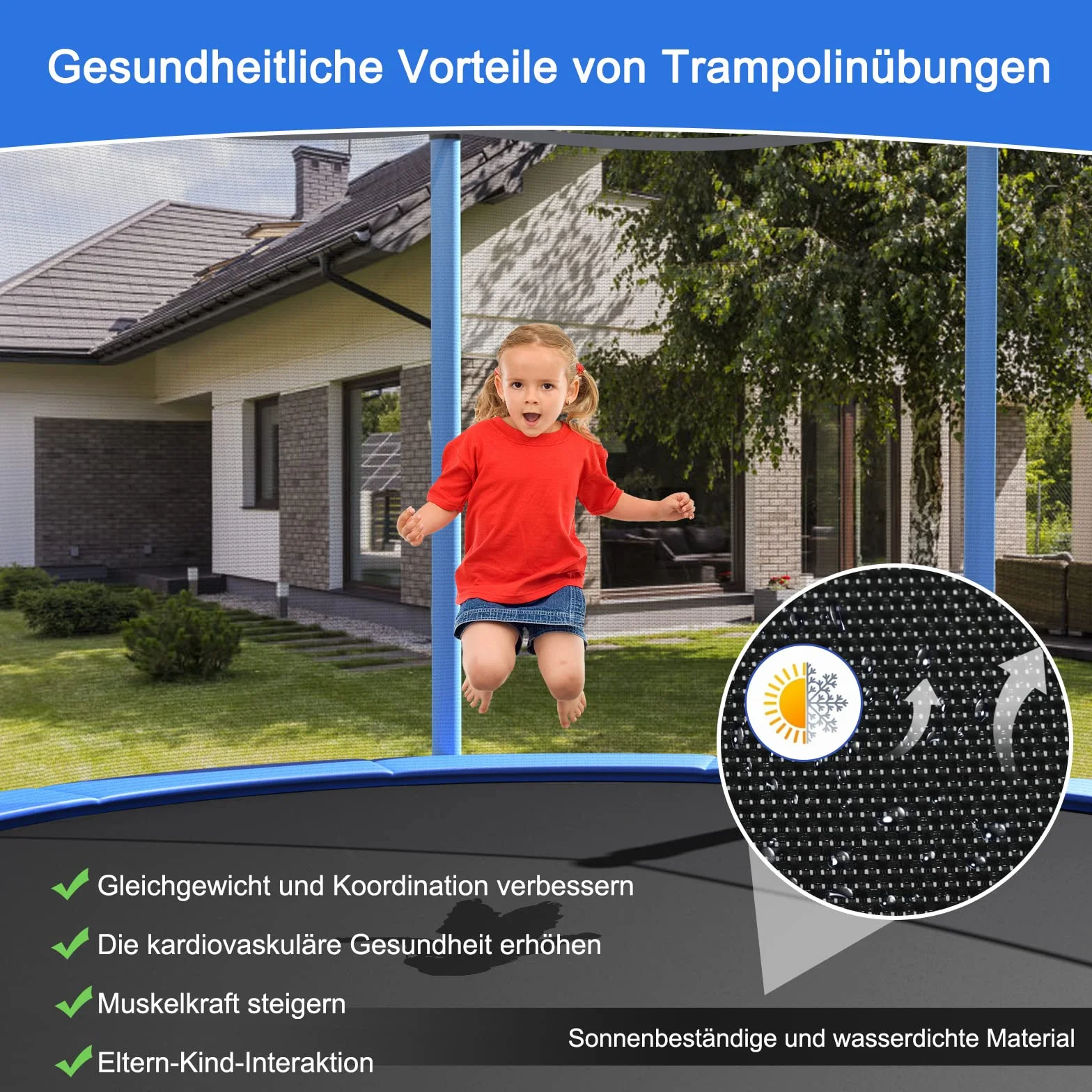 COSTWAY Trampolina ogrodowa Ø 244/305/366/427 cm, z certyfikatem GS, trampolina dziecięca z drabinką, siatką zabezpieczającą i osłoną krawędzi, kompletny zestaw do ogrodu, na zewnątrz