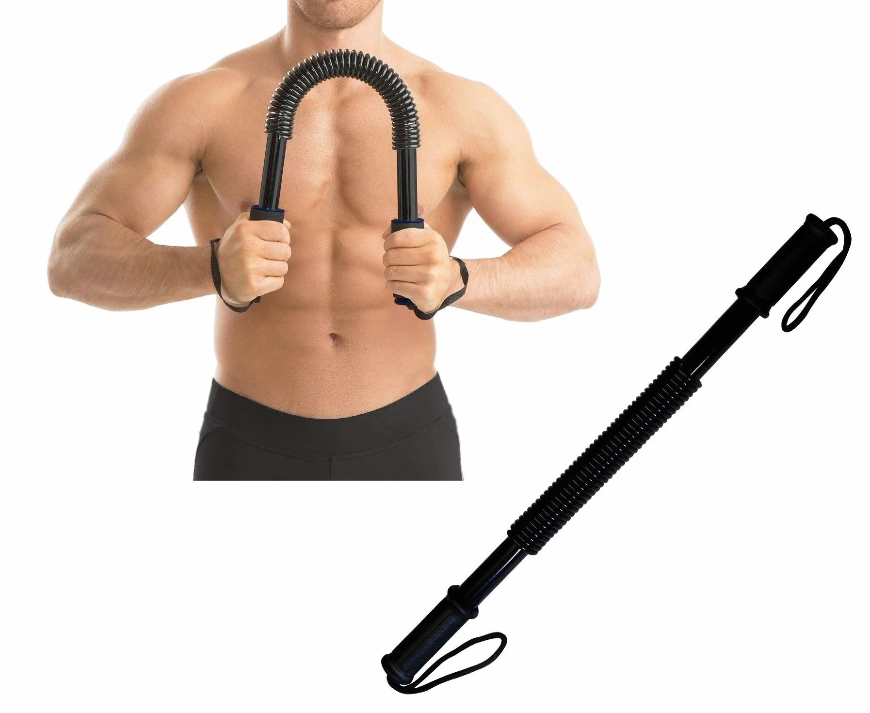 Ducomi Twister elastyczna sprężyna oporowa na kierownicę i przedłużacz klatki piersiowej - ramię rozciągające sprzęt fitness do domu, siłowni - pręt dla mężczyzn i kobiet - wzmocnienie mięśni
