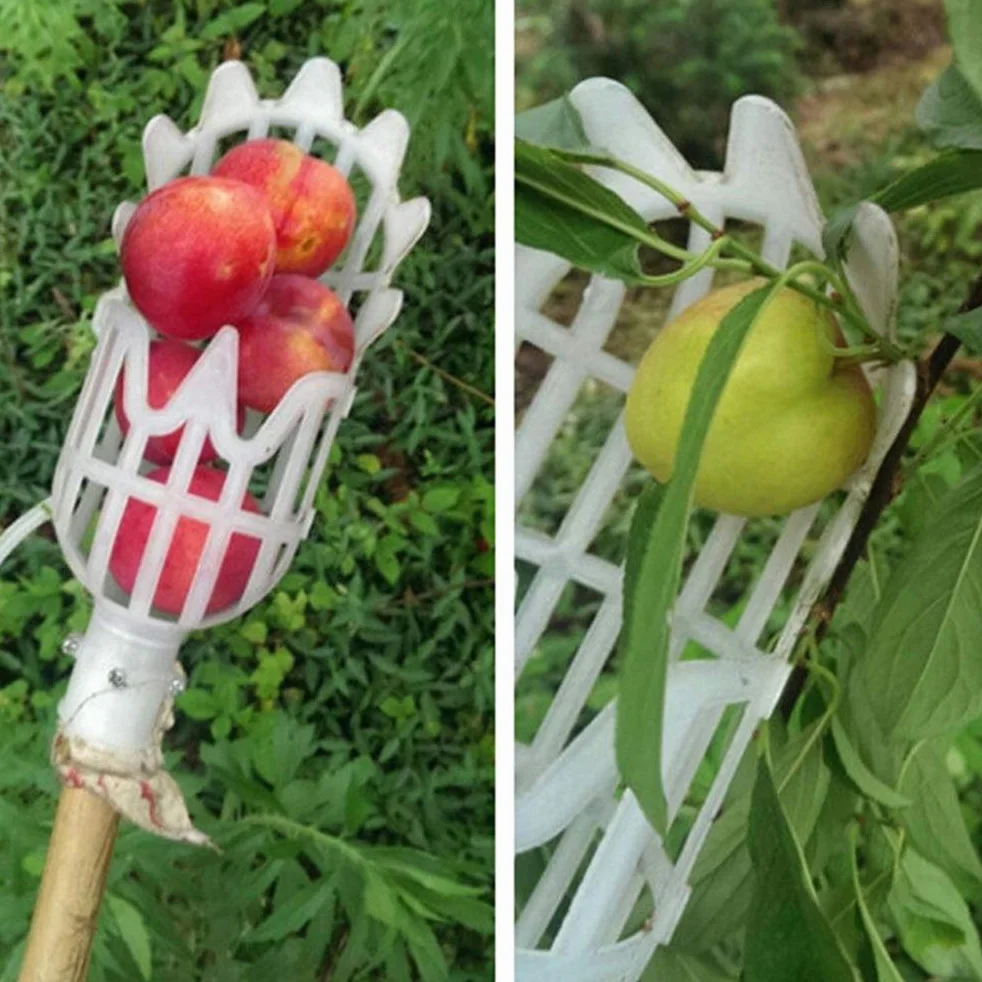 Narzędzie do zbierania owoców, plastikowy zbieracz do zbierania owoców, łapacz owoców, do ogrodu, sadu, parku, farmy, biały