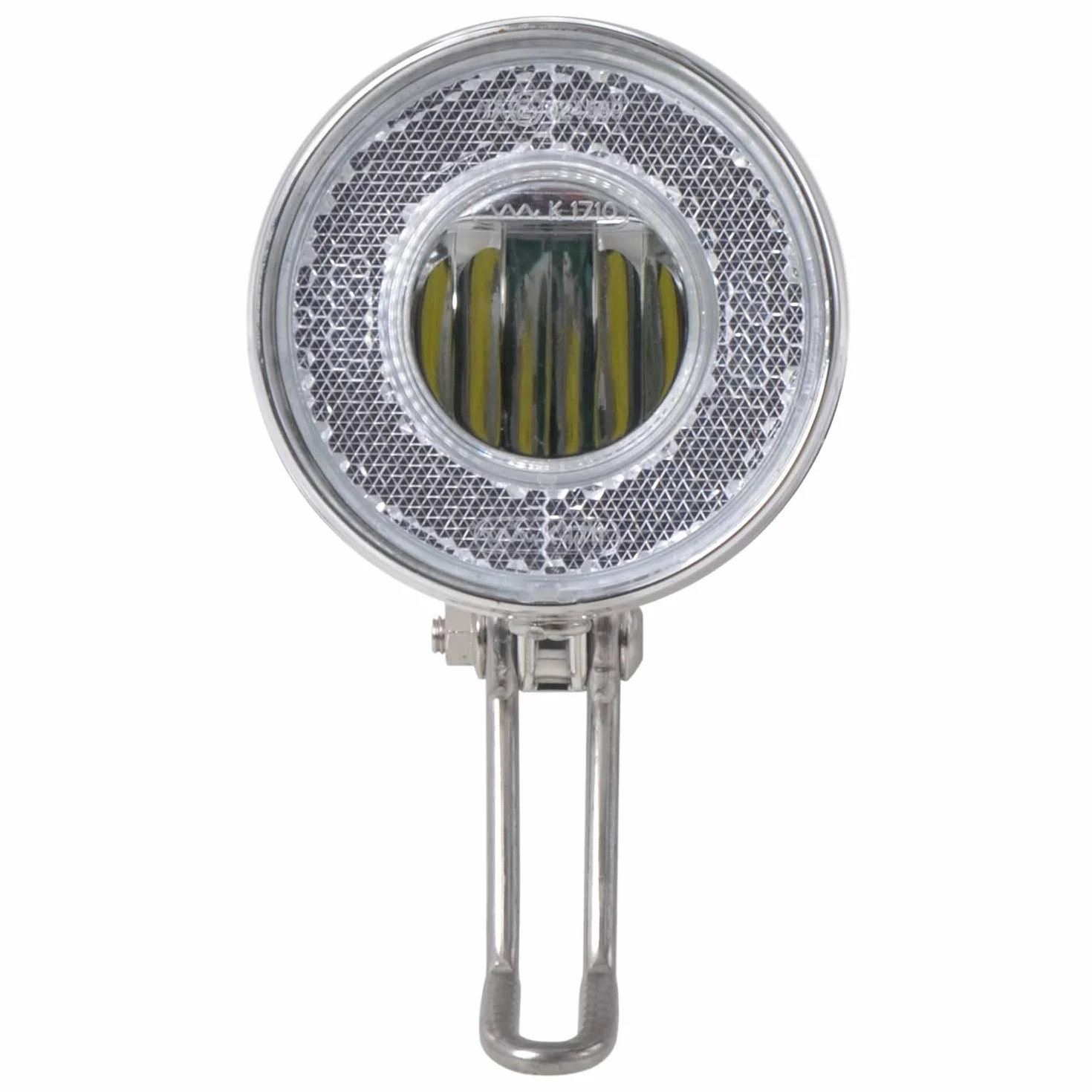 Retro reflektor LED rowerowy światło przednie z chromowanym wyglądem i zasilaniem bateryjnym