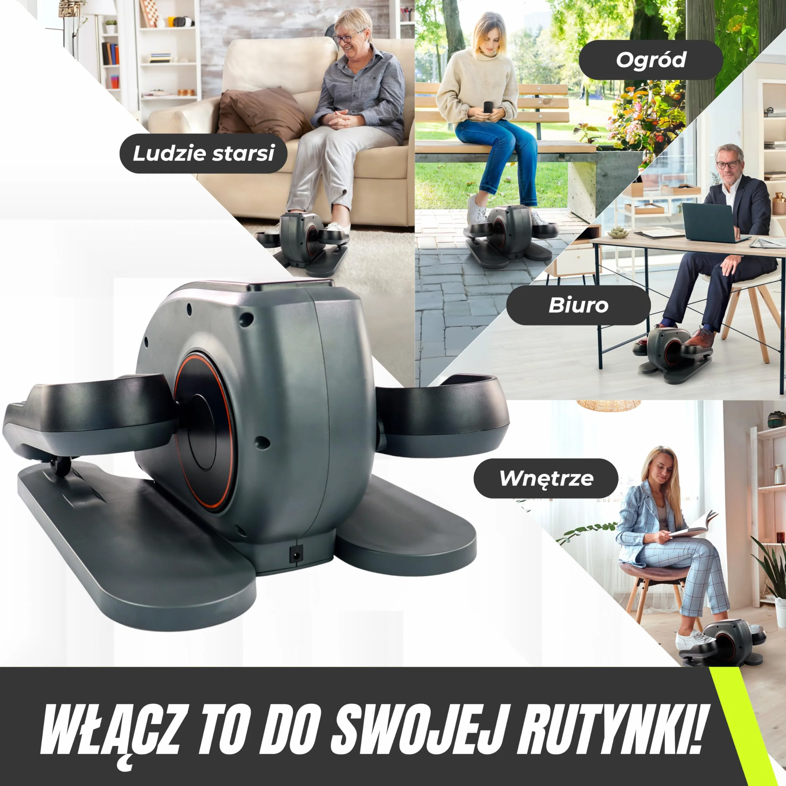 Mobiclinic Pedały Statyczne Elektryczne 10 Prędkości 3 Programy 60W Regulowany Opór Wyświetlacz LCD