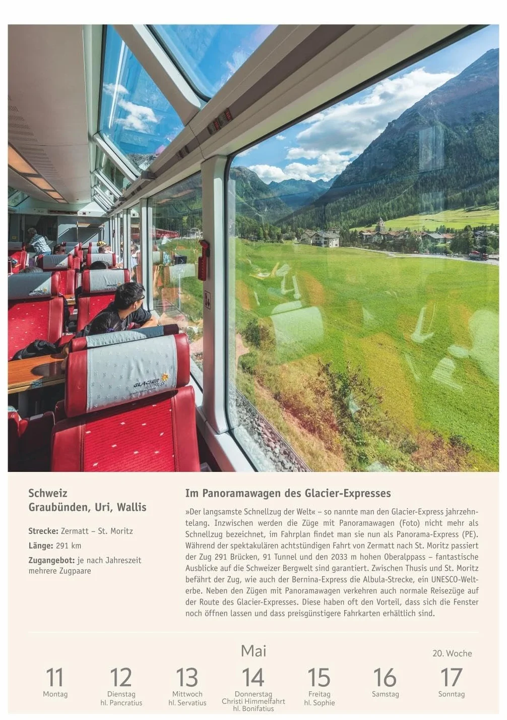 Zugreiselust Wochen-Kulturkalender 2026 - 53 unvergessliche Reiseerlebnisse: Jede Woche mit dem Zug durch Länder, Städte und Regionen: Foto-Wandkalender mit vielen Infos für Eisenbahn-Freunde