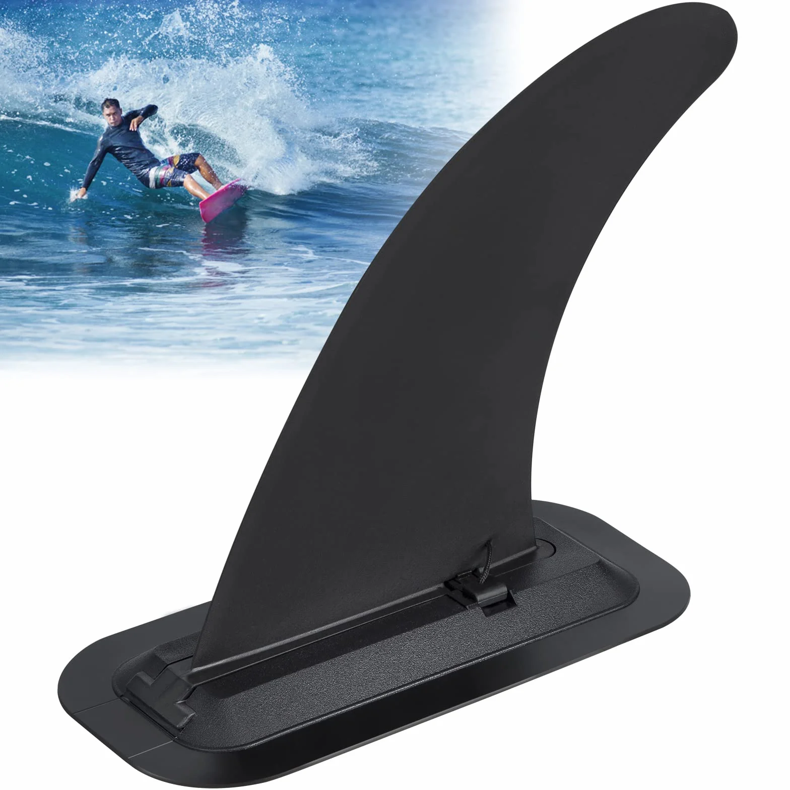 Longboard SUP Center Fin Stand Up płetwy wymienne, zdejmowane, uniwersalne, zdejmowane, z podstawą płetwy, do deski surfingowej, deski do wiosłowania, kajaka, wielokrotnego użytku