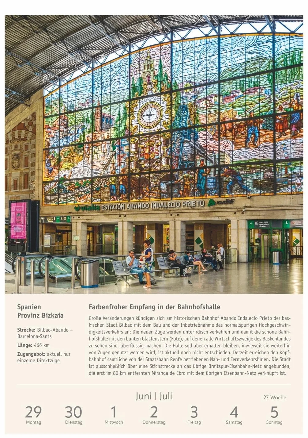 Zugreiselust Wochen-Kulturkalender 2026 - 53 unvergessliche Reiseerlebnisse: Jede Woche mit dem Zug durch Länder, Städte und Regionen: Foto-Wandkalender mit vielen Infos für Eisenbahn-Freunde