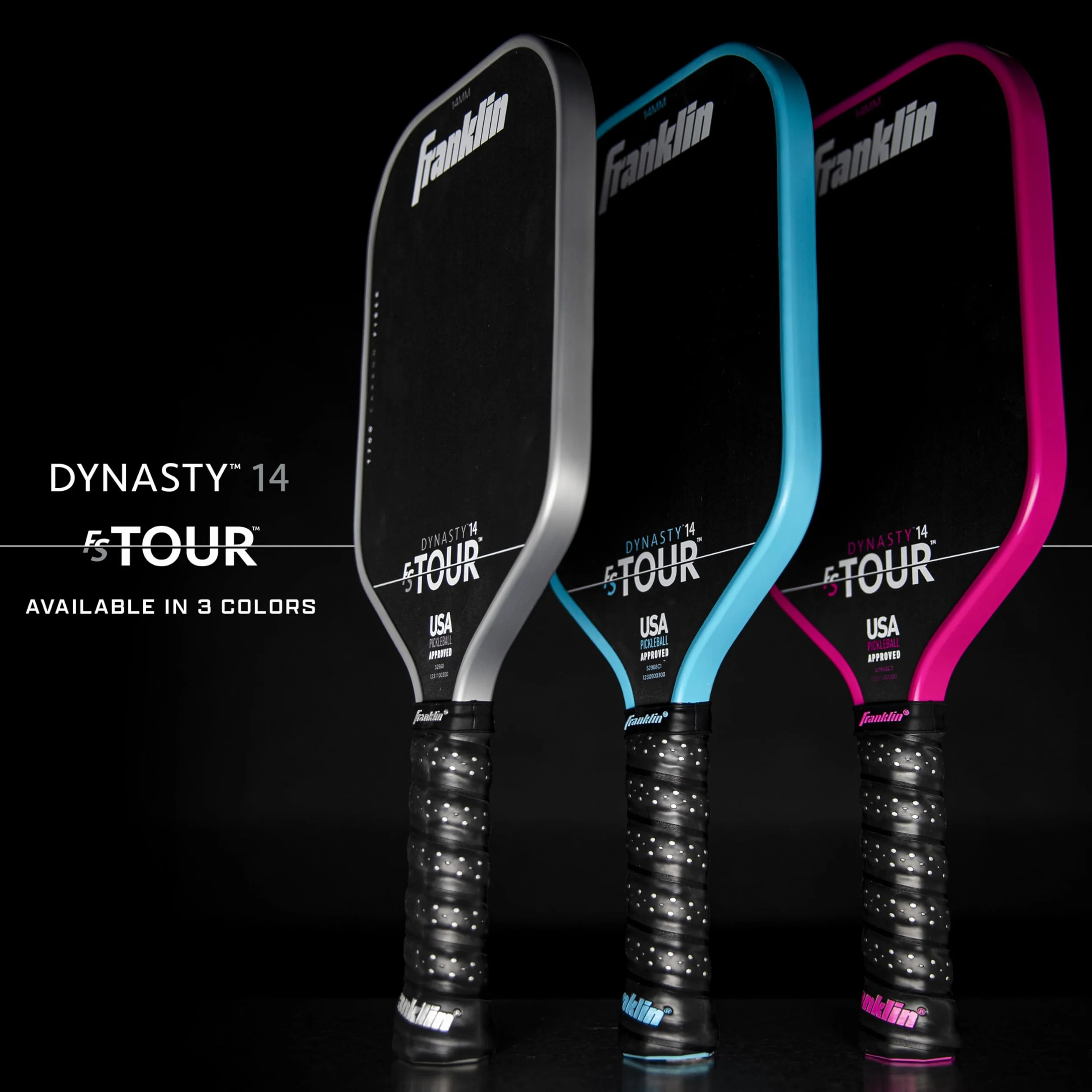Franklin Sport Pro Pickleball wiosła, seria FS Tour z włókna węglowego, oficjalne wiosła USA Pickleball (USAPA), wiosło Dynasty Pro Player - rdzeń polimerowy 14 mm - szare