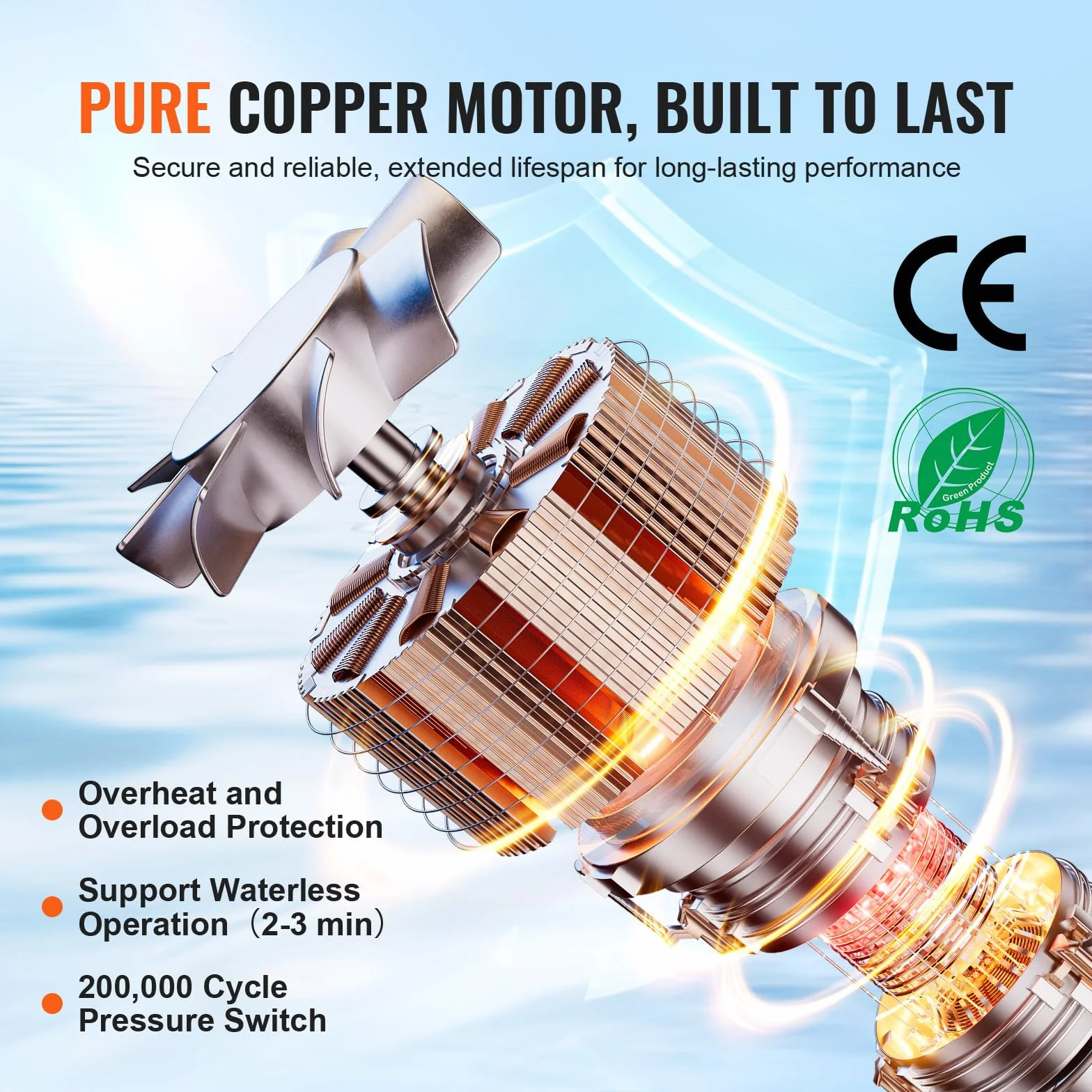 VEVOR Pompa membranowa 12 V, 5 GPM 18,93 l/min, 5-komorowa pompa wodna 12 V DC z automatycznym wyłącznikiem ciśnienia 40 – 100 PSI, 70 PSI, port MNPT do kamperów, jachtów, kamperów, kamperów, łodzi