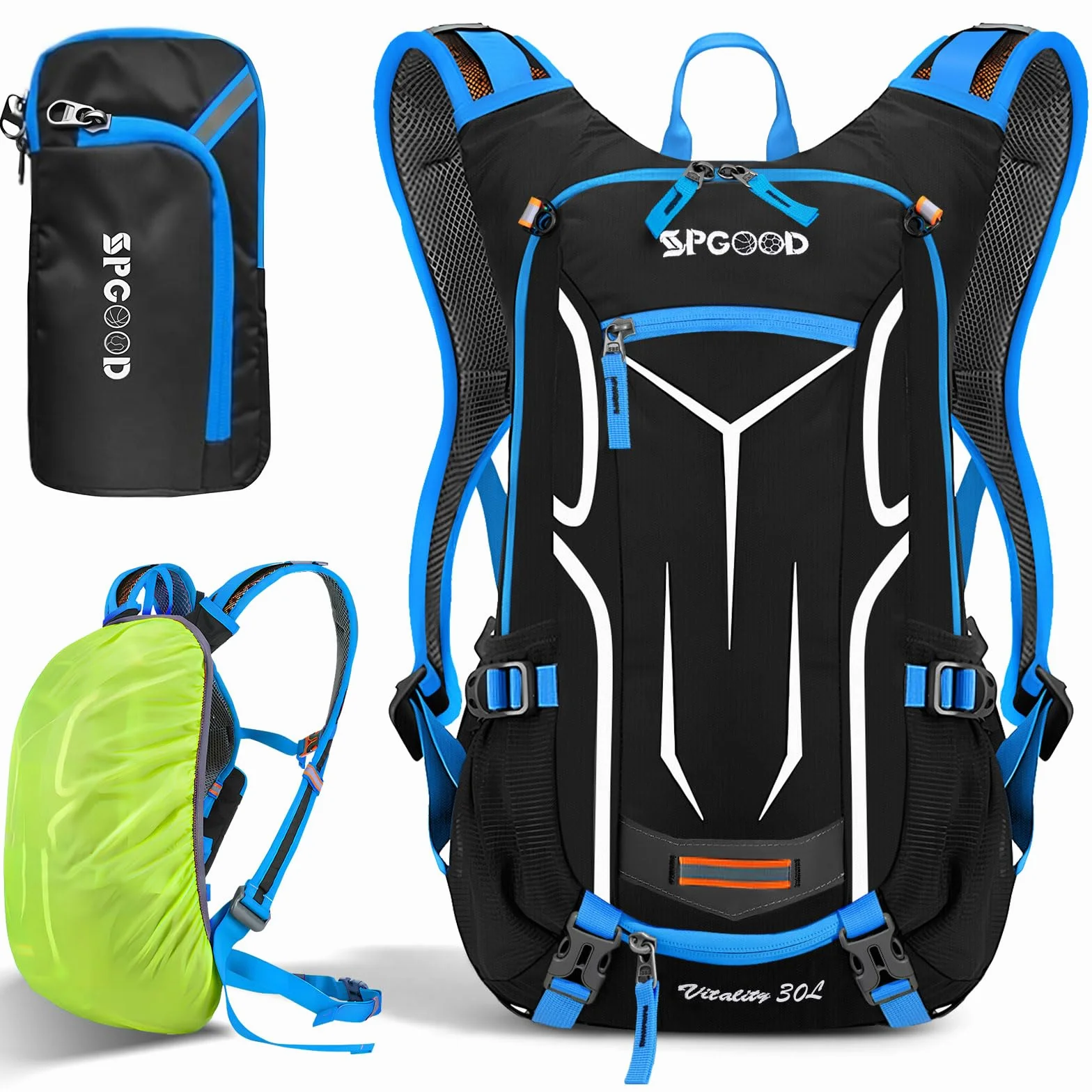 SPGOOD Plecak Rowerowy 20L/25L/30L (9 Kolorów), Wodoszczelny, Ultralekki, Dla Kobiet i Mężczyzn, Wielofunkcyjny, z Osłoną Przeciwdeszczową i Osłoną na Kask