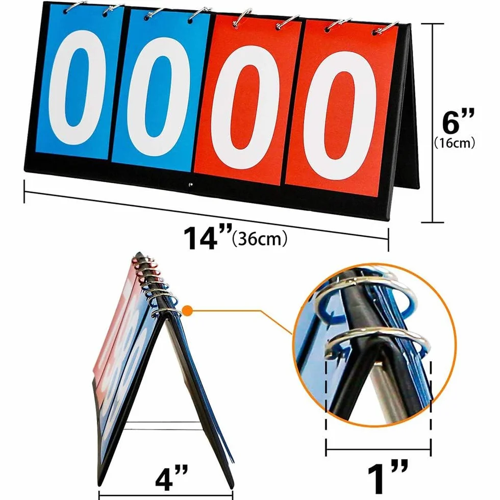 Przenośna 4-cyfrowa tablica wyników Flip Scoreboard do sportu, tenisa stołowego, koszykówki, siatkówki