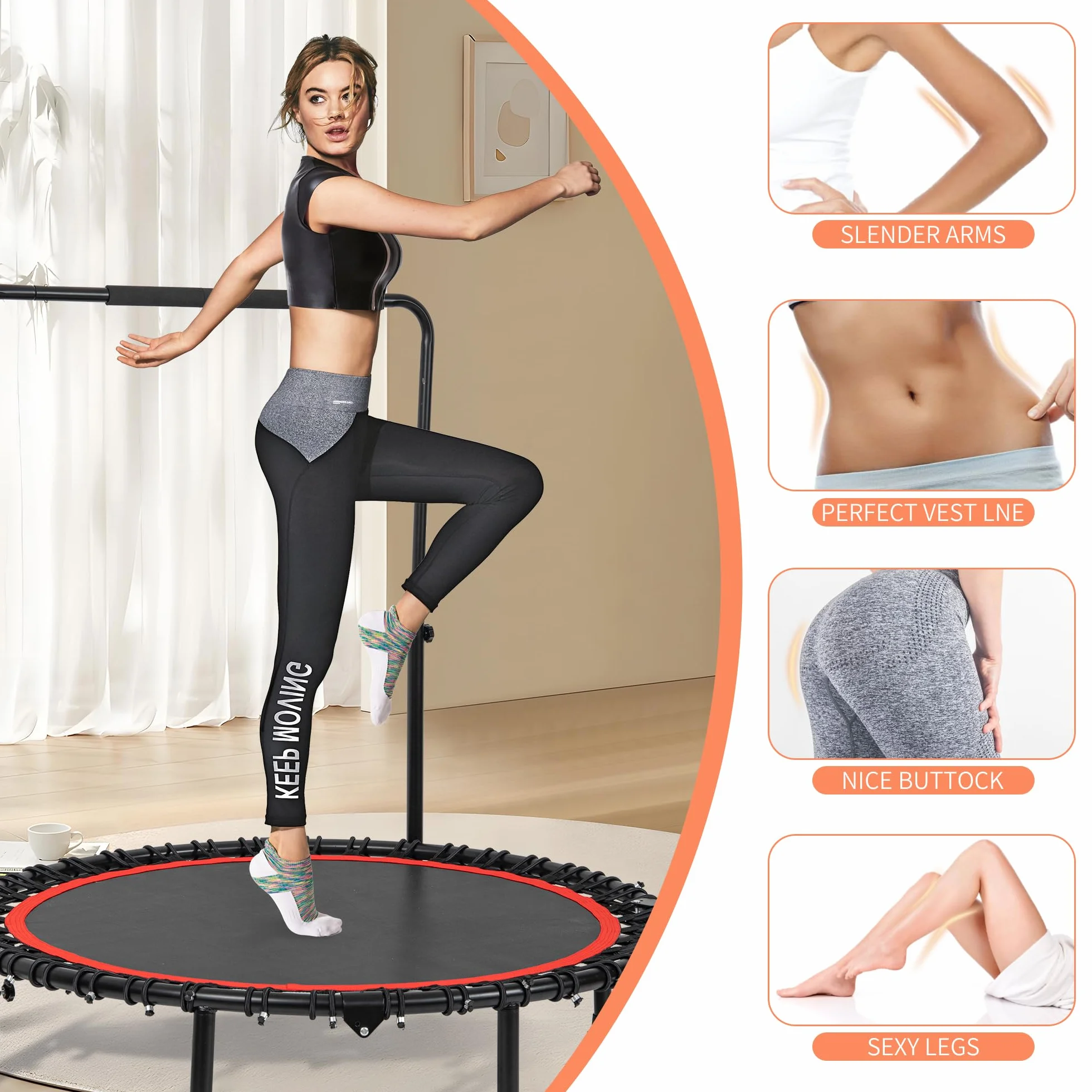 Trampolina fitness 48 cali dla dorosłych czerwona