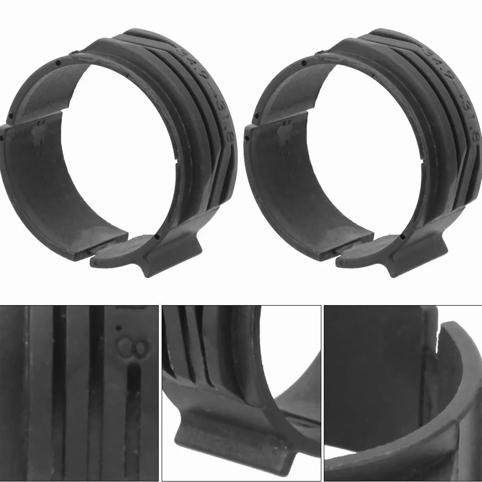 Alomejor 2 szt. przerzutki konwersja 31,8 mm na 34,9 mm adapter do oświetlenia rowerowego przednia przerzutka pierścień konwersji