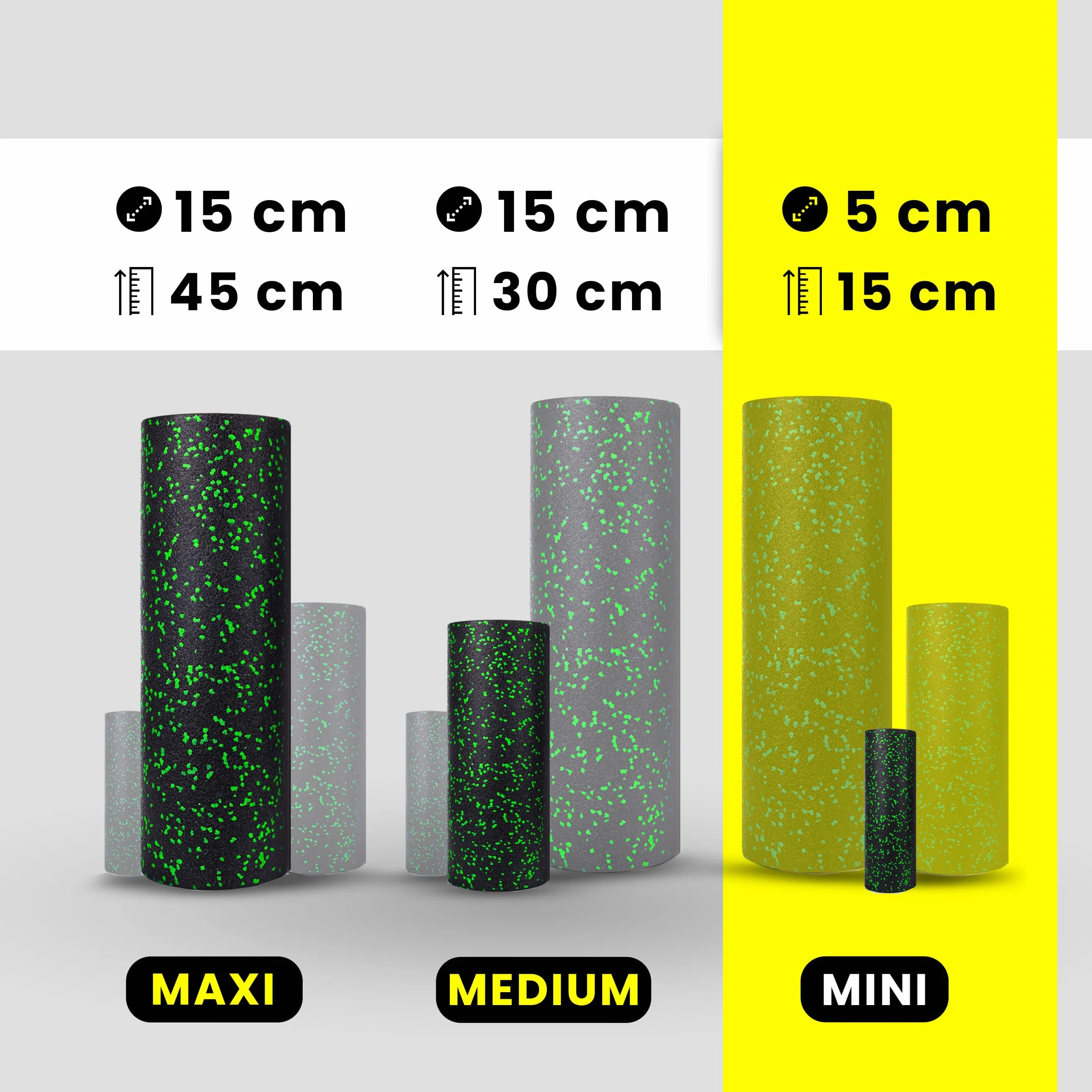 Fizyo Mini Roller do Masażu Powięzi 15×5 cm – Wałek Piankowy EPP do Masażu Mięśni, Jogi, Pilatesu i Fizjoterapii