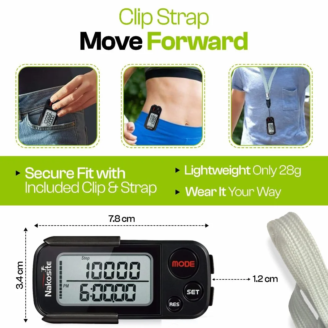 BPED 2433 3D krokomierz fitness tracker z klipsem i paskiem, monitor aktywności Bluetooth, licznik kalorii