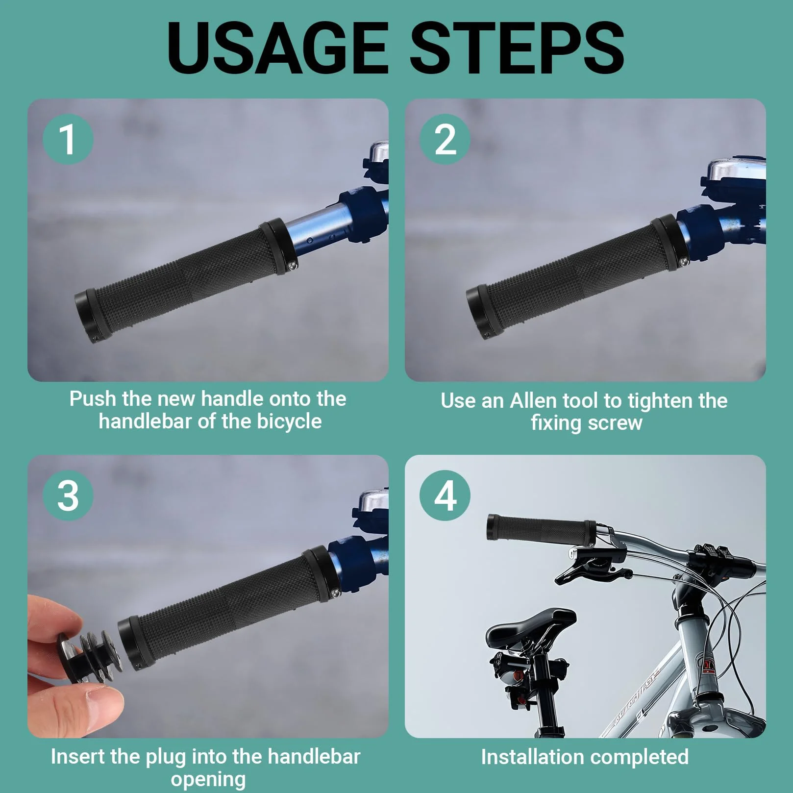 Rączki do Roweru MTB Ergonomiczne Antypoślizgowe 2 Sztuki Średnica 22 mm Gumowe Podwójny System Mocowania