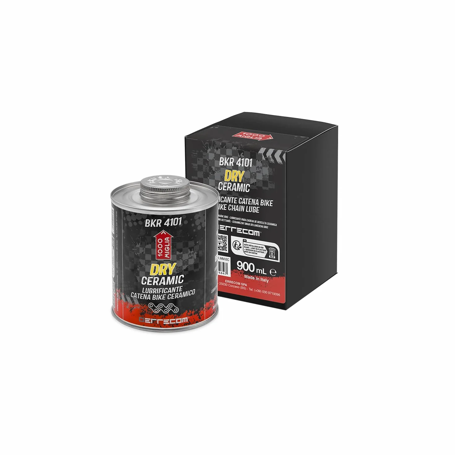 1000 Miglia BKR 4101 CERAMICZNY Smar do Łańcucha Rowerowego DRY - 900 ml, Na Sucho, Fluorescencyjny i Zapachowy, Pojemnik All-In-One, Pędzelek w zestawie