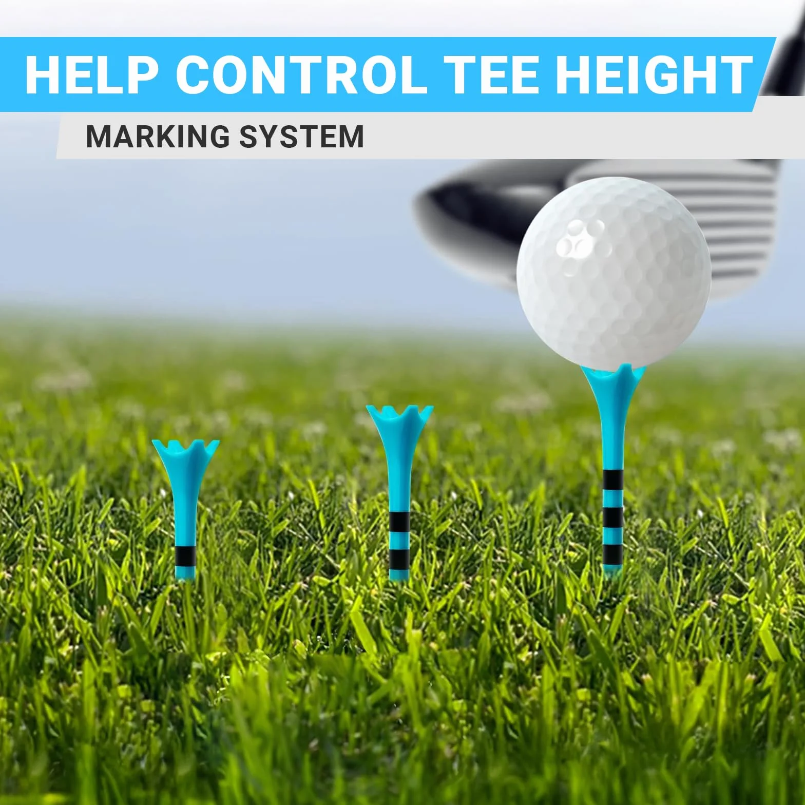 100 sztuk plastikowych koszulek golfowych 3-1/10.2 cm, zwiększona trwałość i stabilność, zaprojektowane w celu zminimalizowania tarcia i obrotu bocznego (niebieskie)