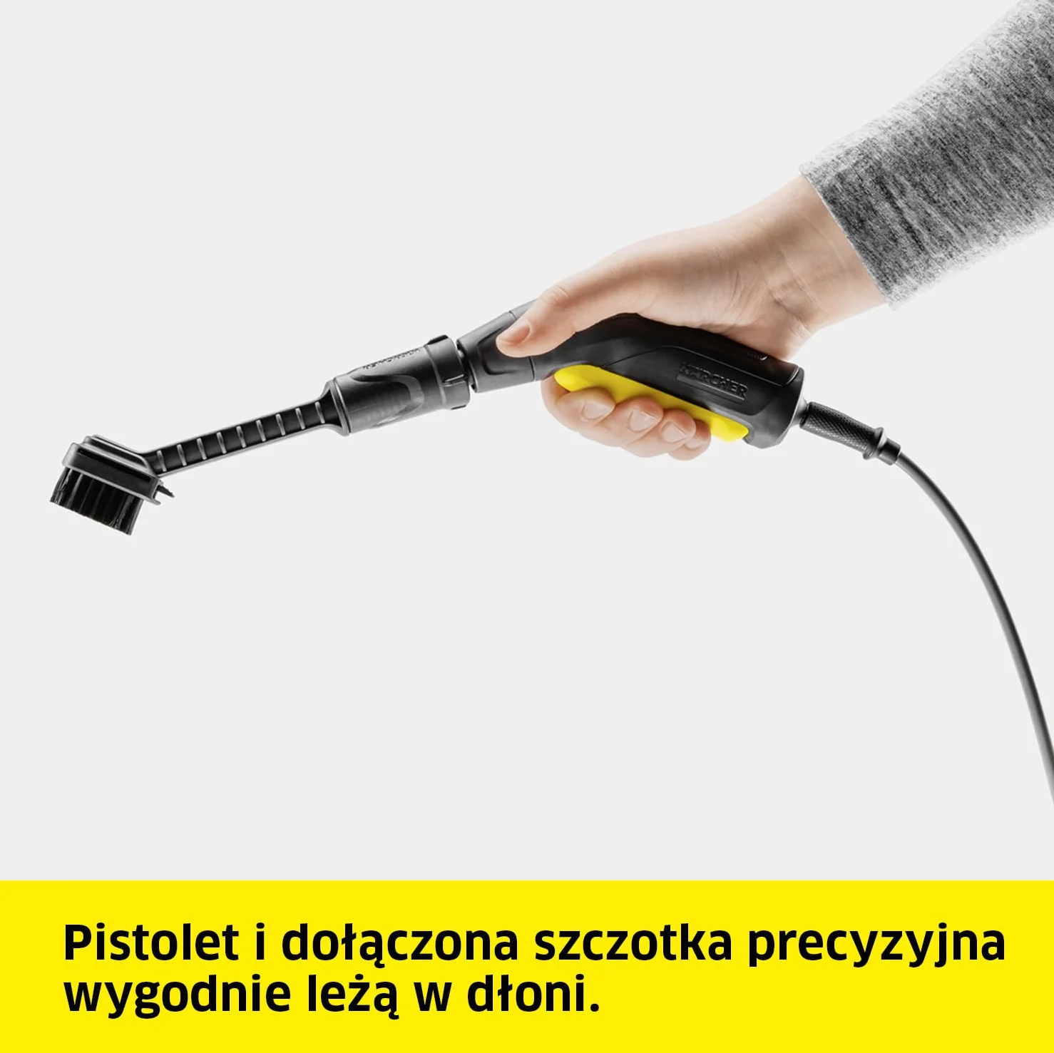 Kärcher szczotka precyzyjna, do trudno dostępnych miejsc, łatwy montaż, wymienna głowica szczotki, kompatybilna ze wszystkimi myjkami terenowymi Kärcher OC 3, OC 3 Plus i OC 3 Foldable