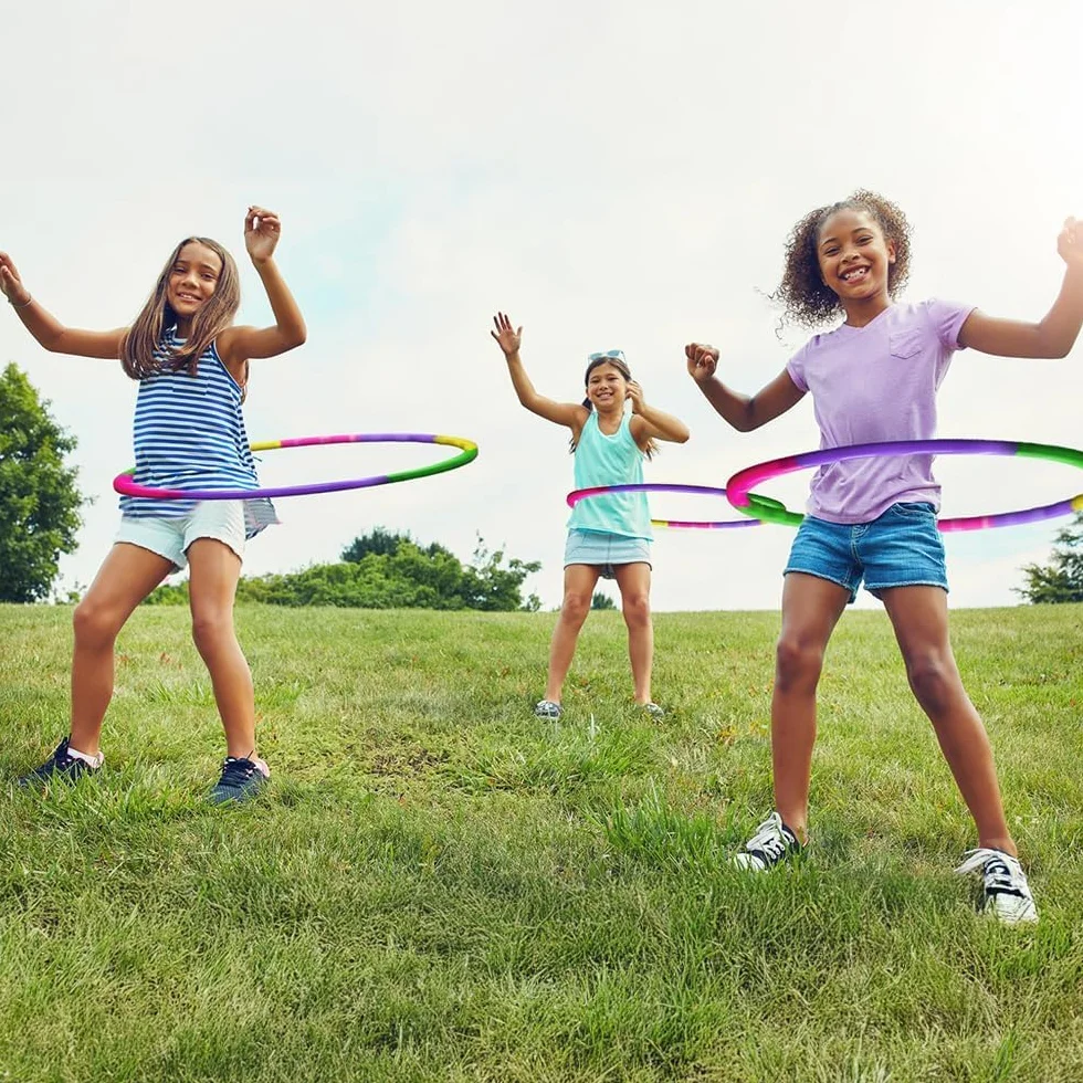Hula Hoop dla dzieci Hula Hoop składany z tworzywa sztucznego, zdejmowane koło fitness, 7 skrzynek hula-hop do gimnastyki odchudzania, tańca, gier