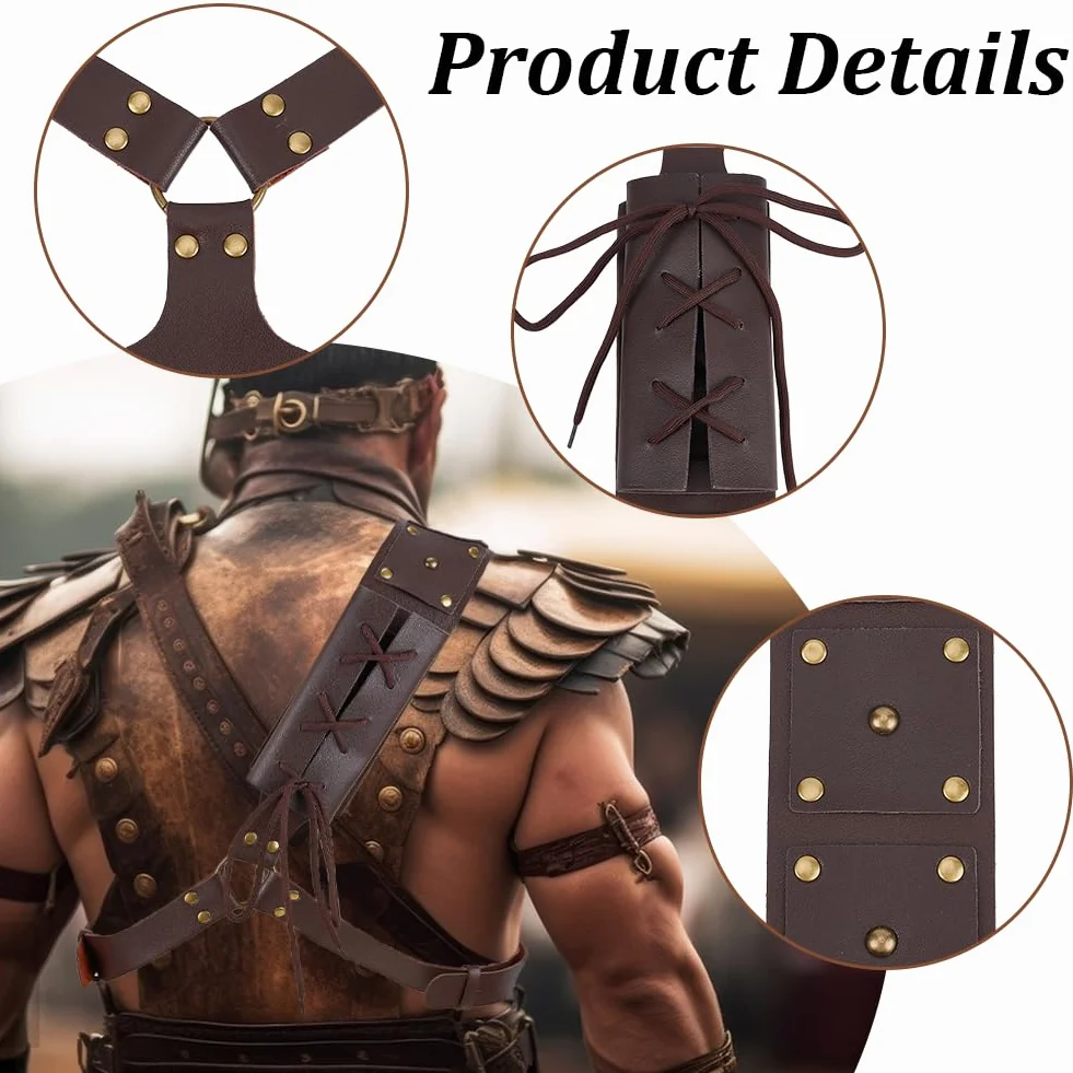 GORGECRAFT Średniowieczny renesansowy miecz żaba, regulowany skórzany pasek na ramię, pasek crossbody, pasek retro, kabura LARP, kostium wojownika, akcesorium dla mężczyzn, Halloween, cosplay, czarny