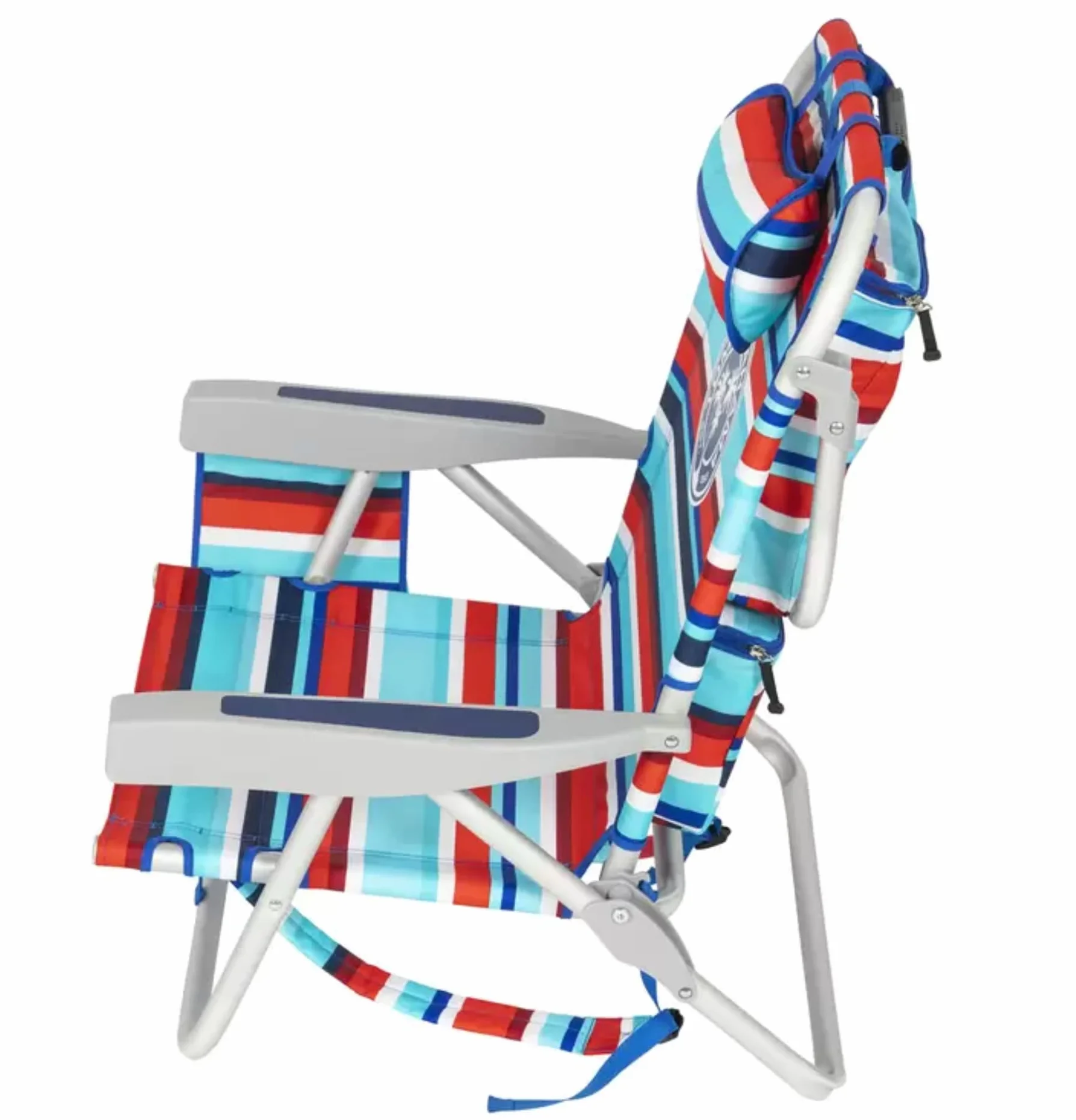 Tommy Bahama Krzesło Plażowe z Plecakiem Model 2025 – Składane, Regulowane i Lekkie | 5 Pozycji | Tropikalny Design | Aluminiowa Rama | Czerwono-Turkusowe Paski
