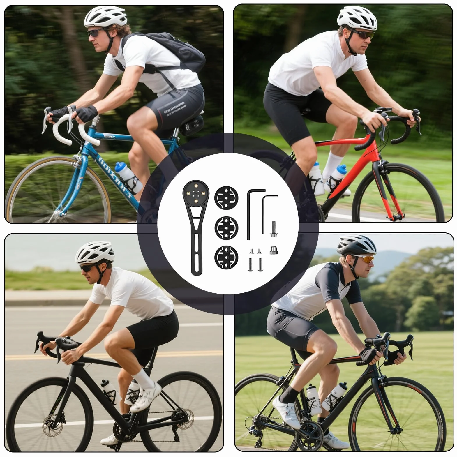 Fahrrad Halterung dla Aero Lenker, wbudowany uchwyt na komputer rower wyścigowy dla Garmin Edge, zintegrowany pasek ręczny z przodu Combo Mount Kompatibel mit Garmin Edge Wahoo Elemnt