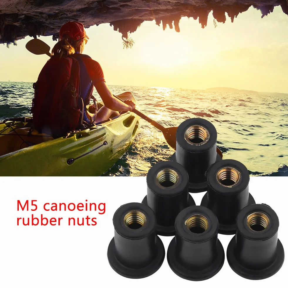 Kayak Well Nuts, 6 sztuk M5 Rubber Well Nuts Śruby przedniej szyby zamiennik dla motocykli Motocykle Kajak łodzie kajakowe