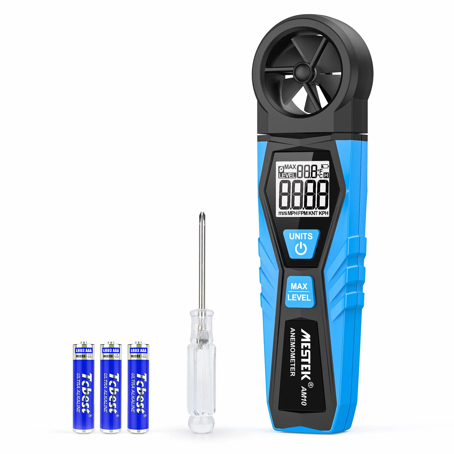 Cyfrowy anemometr Ręczny MESTEK miernik prędkości wiatru Miernik prędkości przepływu powietrza Dokładnie mierz temperaturę prędkości wiatru MAX Test LCD Podświetlenie przenośne Żeglarstwo Surfing