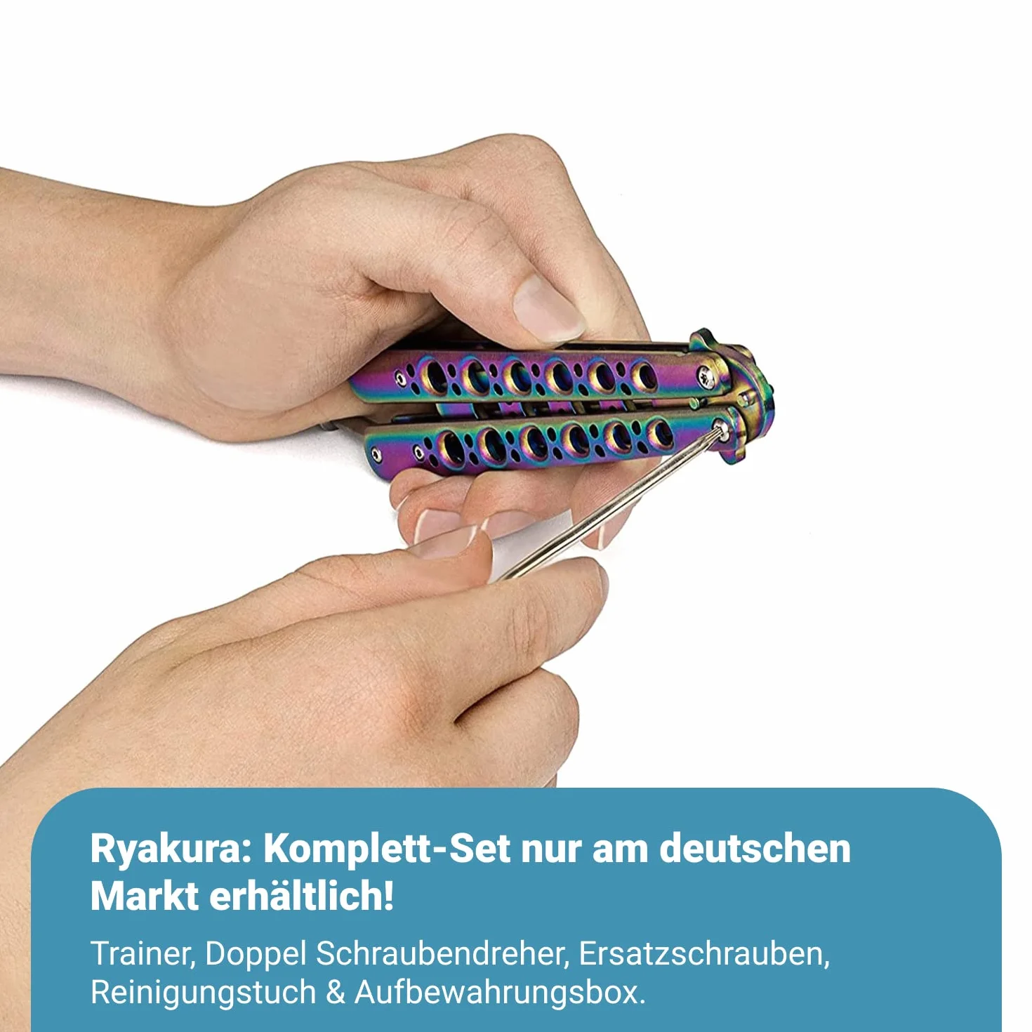 BARRAKUDA Plemont RYAKURA Legaler Butterfly Trainer | kompletny zestaw ze śrubokrętem, śrubami zapasowymi i pudełkiem do przechowywania | bardzo wysoka jakość | uchwyty 14 cm do wspaniałych sztuczek