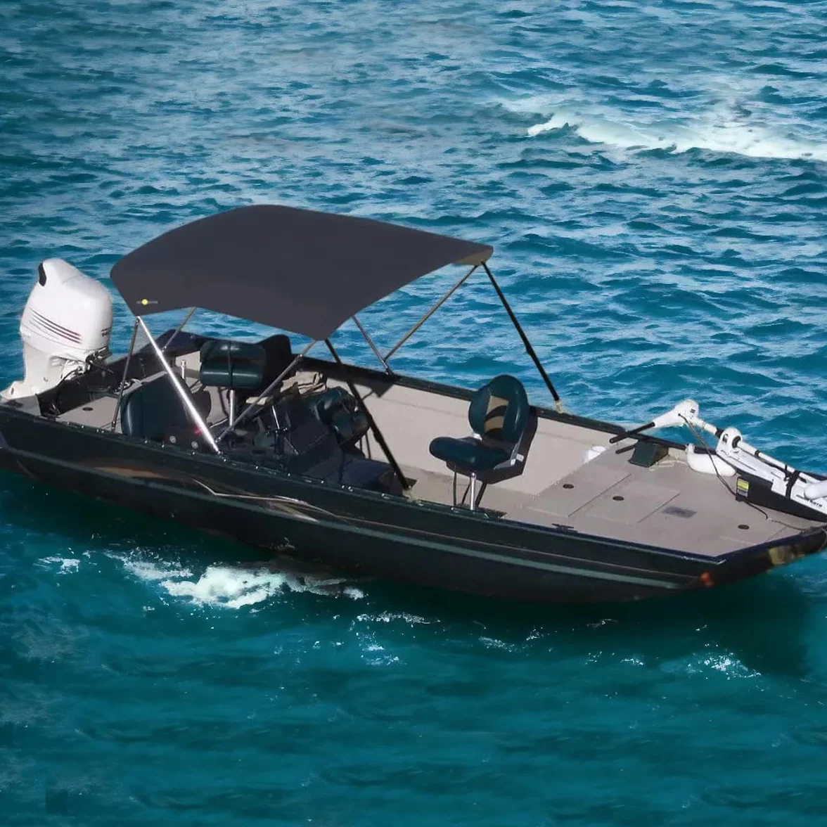 Oceansouth Blat Bimini ze stali nierdzewnej 3 kokardki zintegrowany bagażnik ciemnoszary 1,9-2,1 m