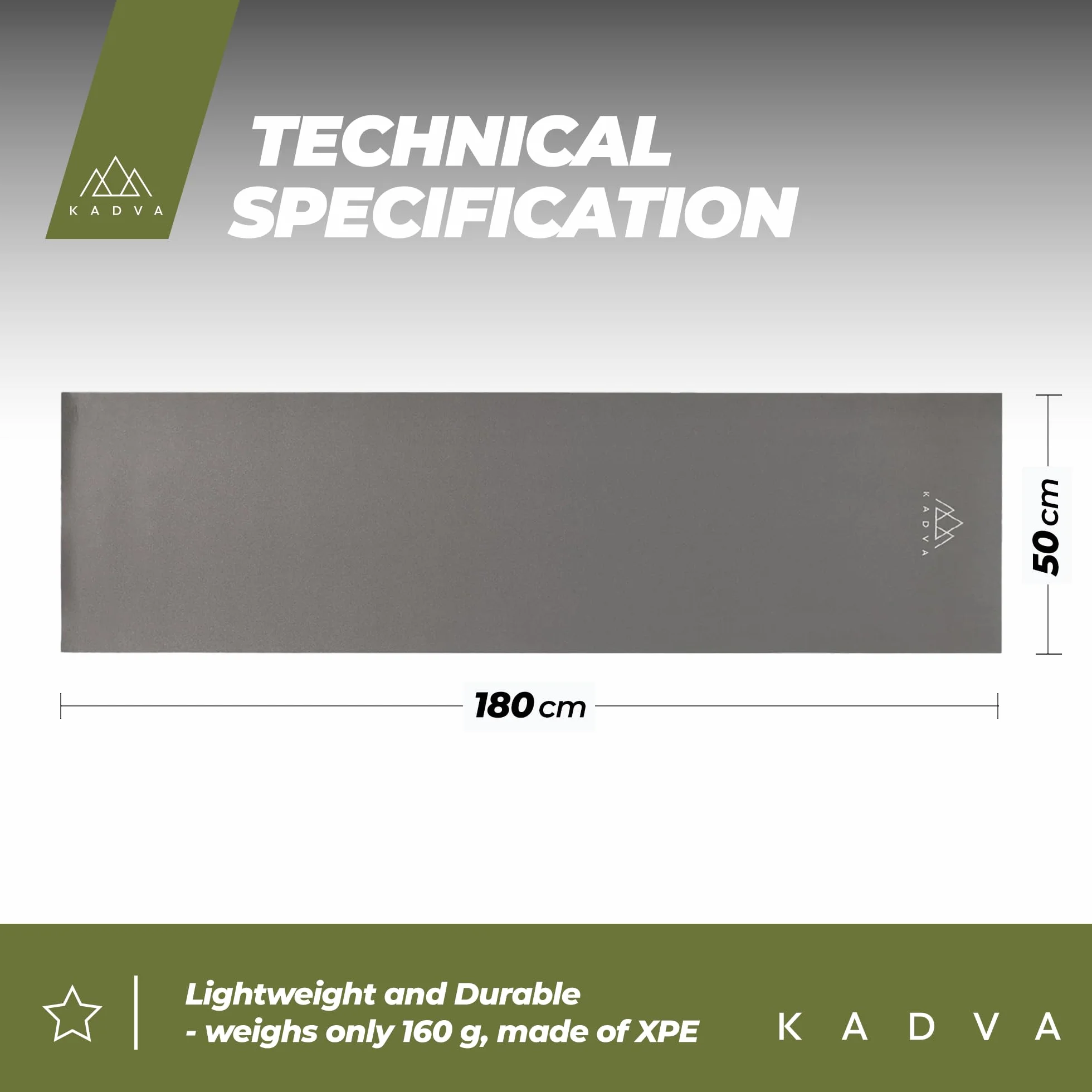 Karimata KADVA Alumat Mata Izolacyjna 180x50x0,5 cm 160 g XPE Aluminium Szara