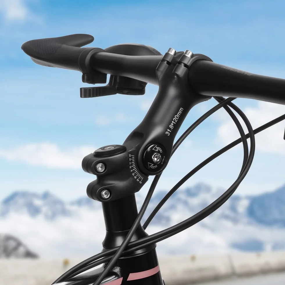 31,8 Trzpień roweru, regulowany drążek kierownicy ± 60°, 120 mm, stop aluminium, górski, przedłużacz kierownicy roweru górskiego, sześciokątny otwór, trzpień rowerowy do roweru szosowego, roweru