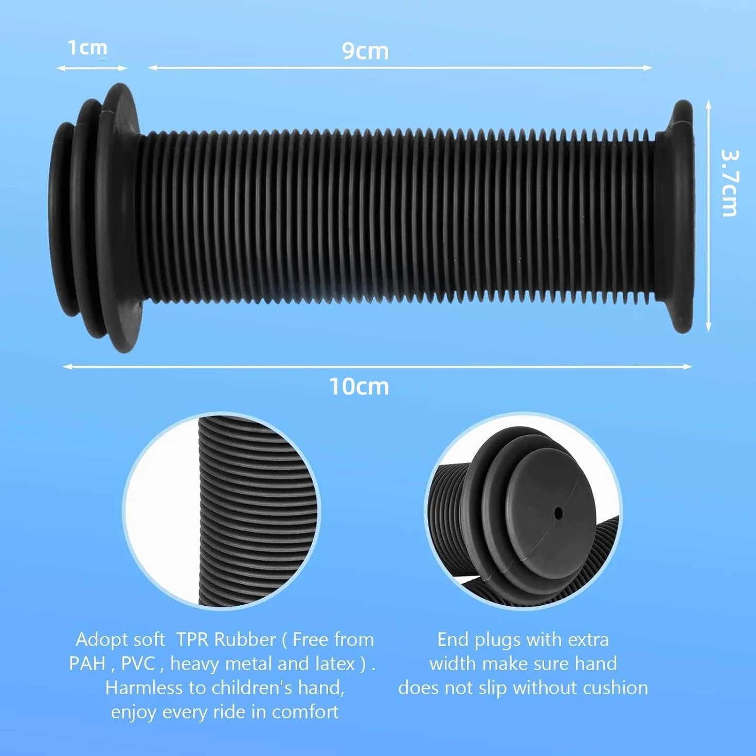 URAQT Uchwyty rowerowe dla dzieci 22mm antypoślizgowe gumowe czarny