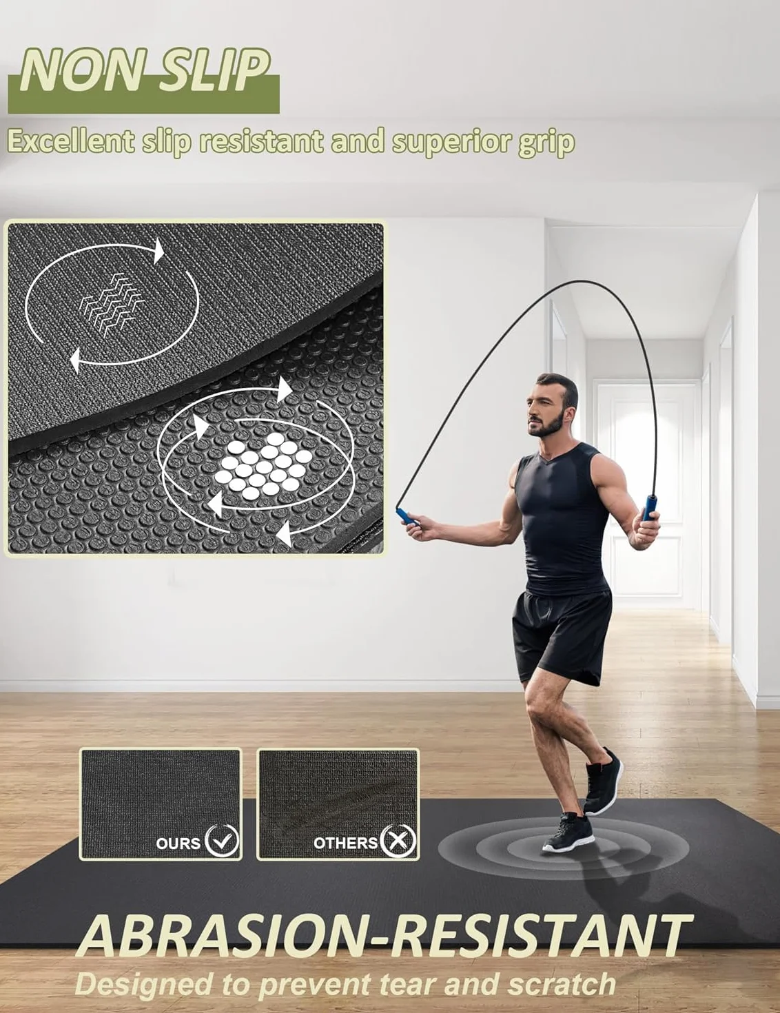 innhom Mata ochronna na podłogę, sprzęt fitness, mata sportowa, antypoślizgowa, bardzo wytrzymała mata ochronna do bieżni