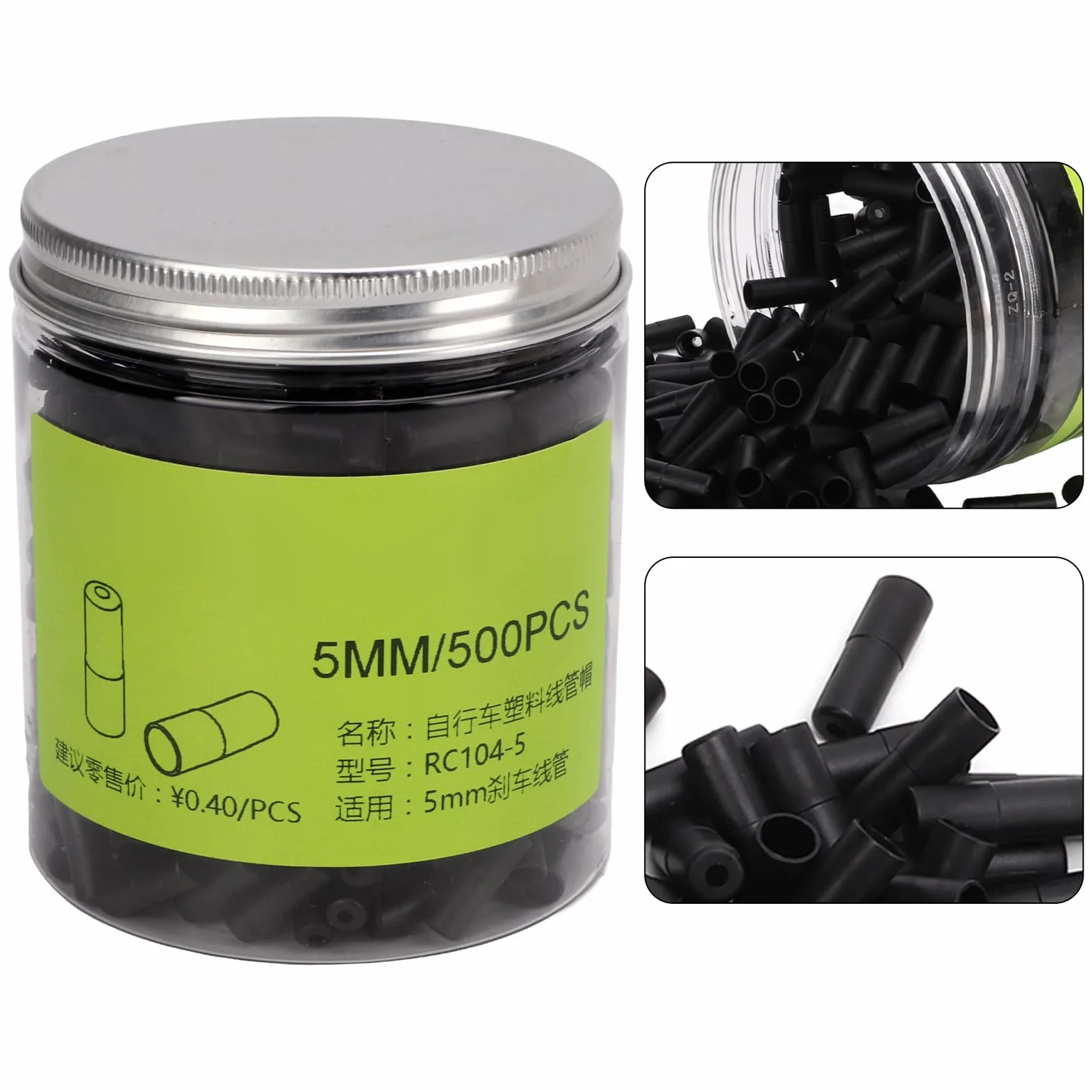 Zaślepki Obudowy Kabla Hamulca Rowerowego 500 Szt. Plastikowe 5 Mm