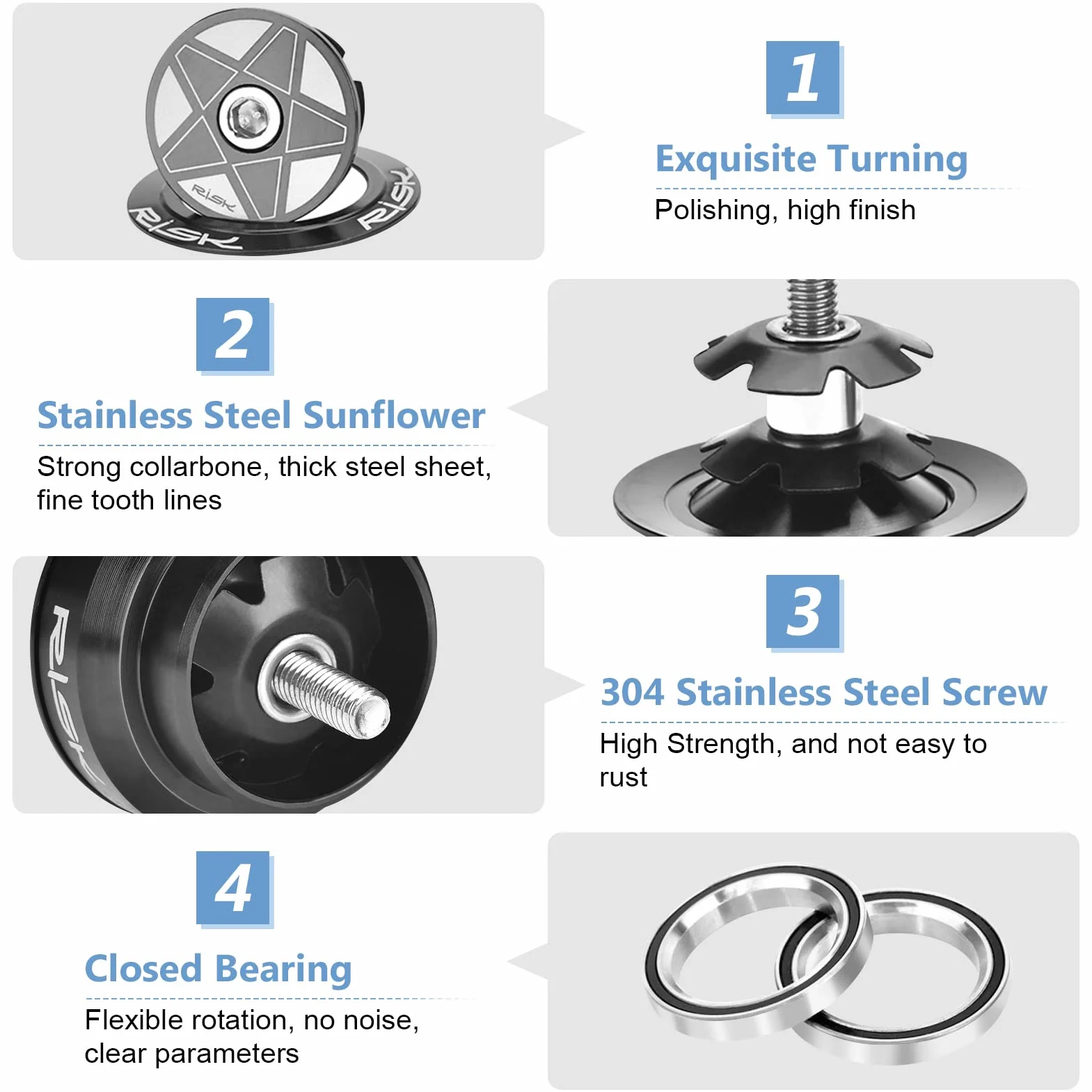 Yosoo Health Gear Zestaw słuchawkowy rowerowy ze stopu aluminium 28,6 mm