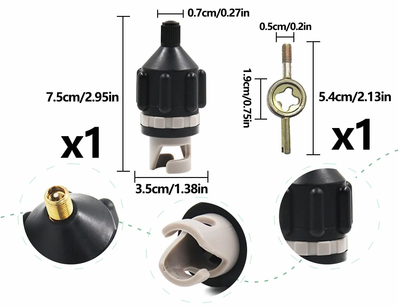 Adapter zaworu SUP do pompki powietrza, akcesoria do przenośnych nadmuchiwanych sprężarek, czarny